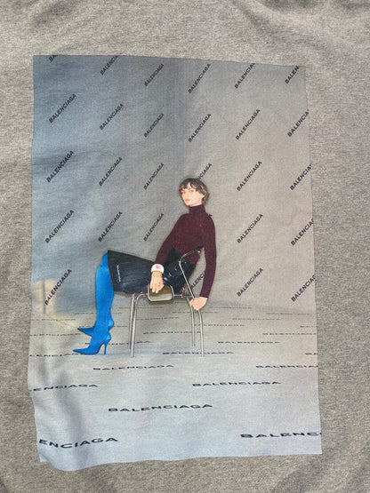 Balenciaga - Sweat à capuche gris avec imprimés T38