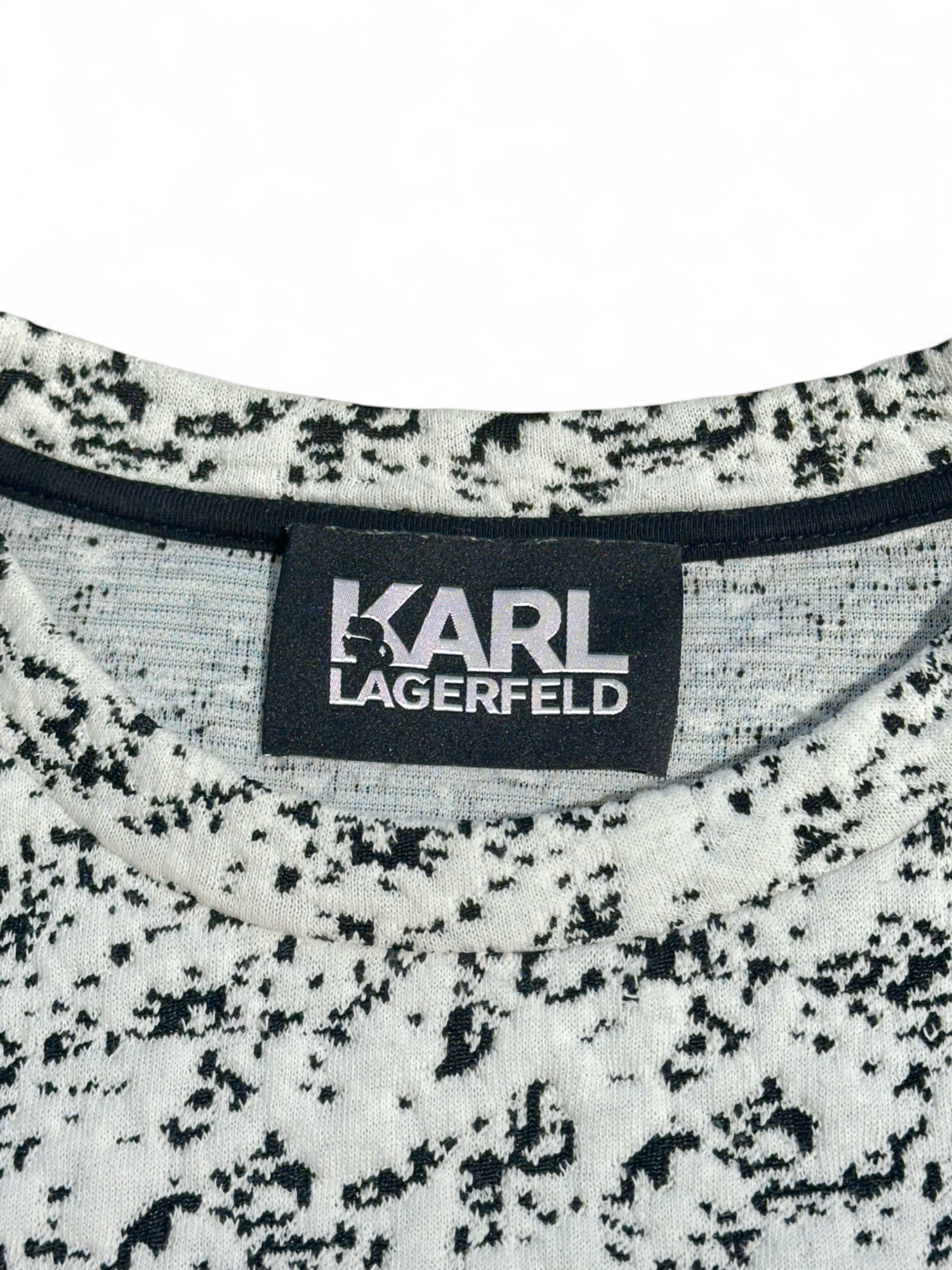 Karl Lagerfeld - Pull noir et blanc à ruban T36