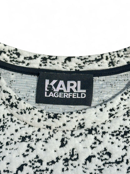 Karl Lagerfeld - Pull noir et blanc à ruban T36