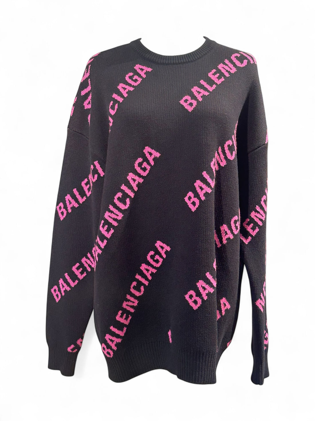 Balenciaga - Pull logo Balenciaga noir et rose T34