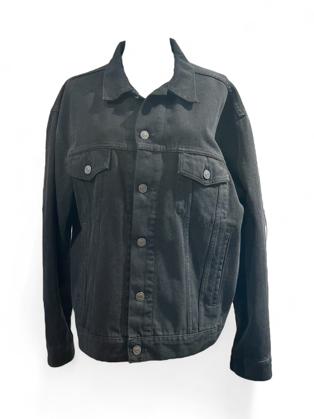 Balenciaga - Veste en jean noir à paillettes T34