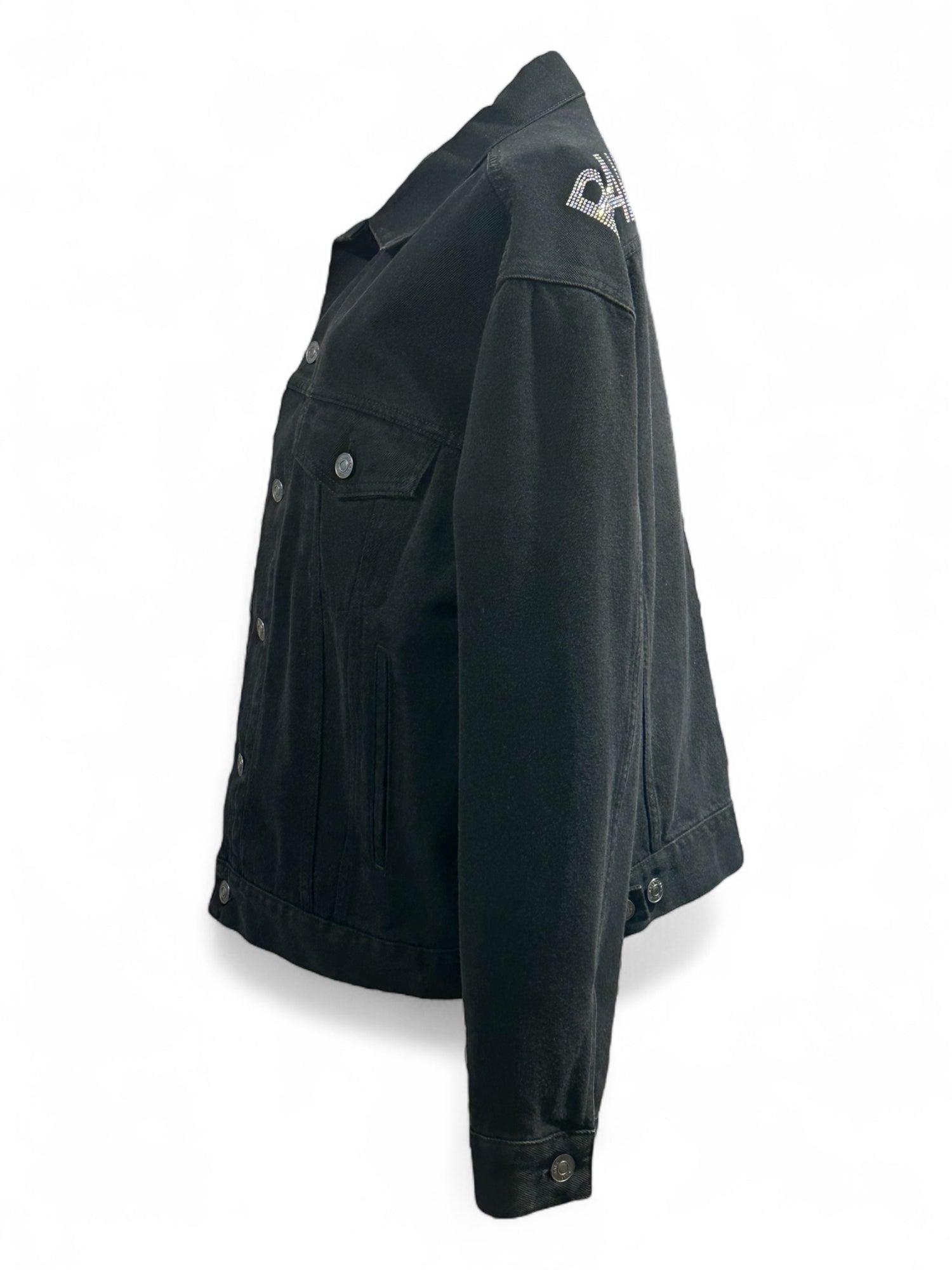 Balenciaga - Veste en jean noir à paillettes T34
