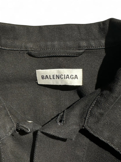 Balenciaga - Veste en jean noir à paillettes T34