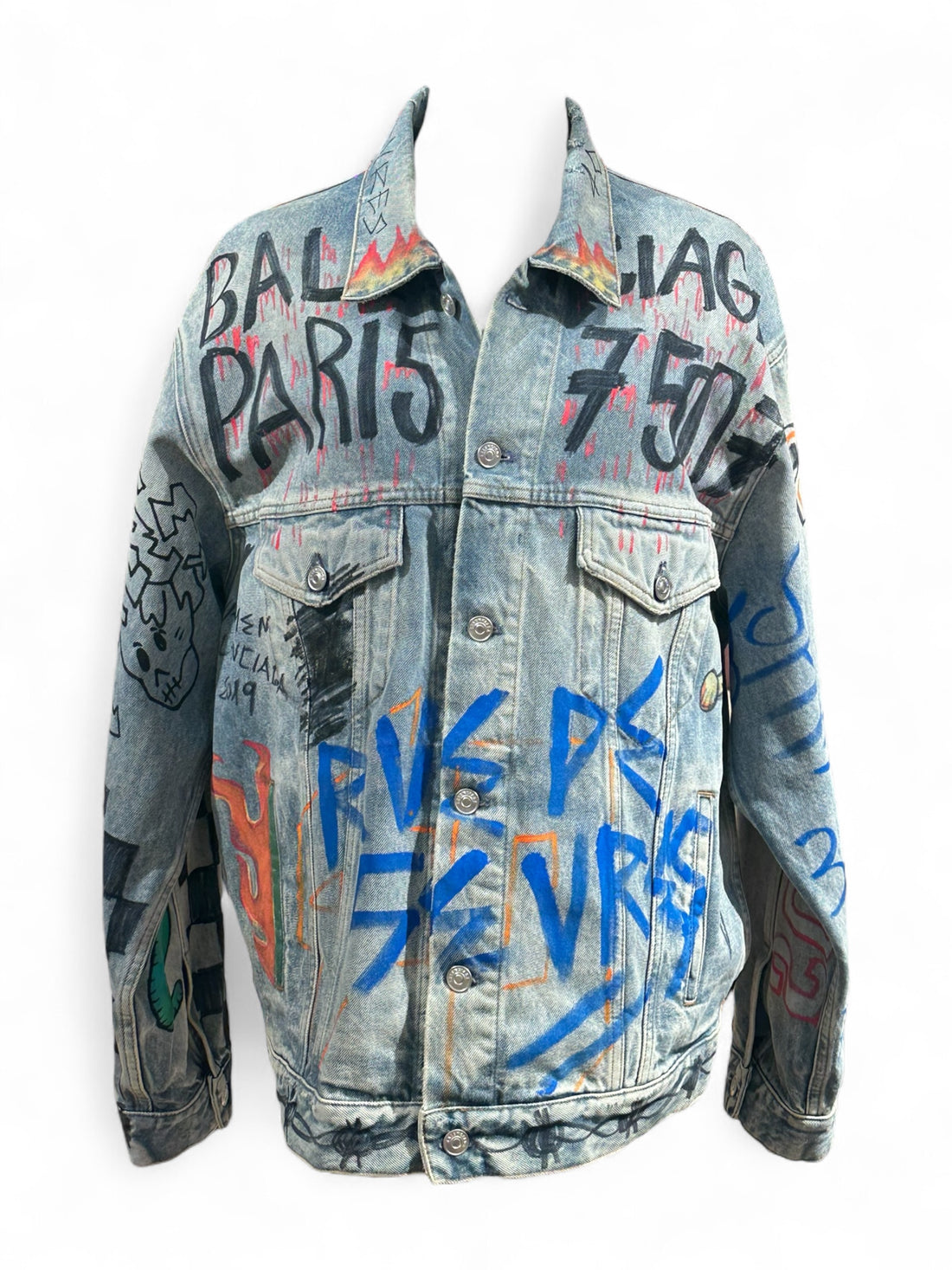 Balenciaga - Veste en jean à motifs T34
