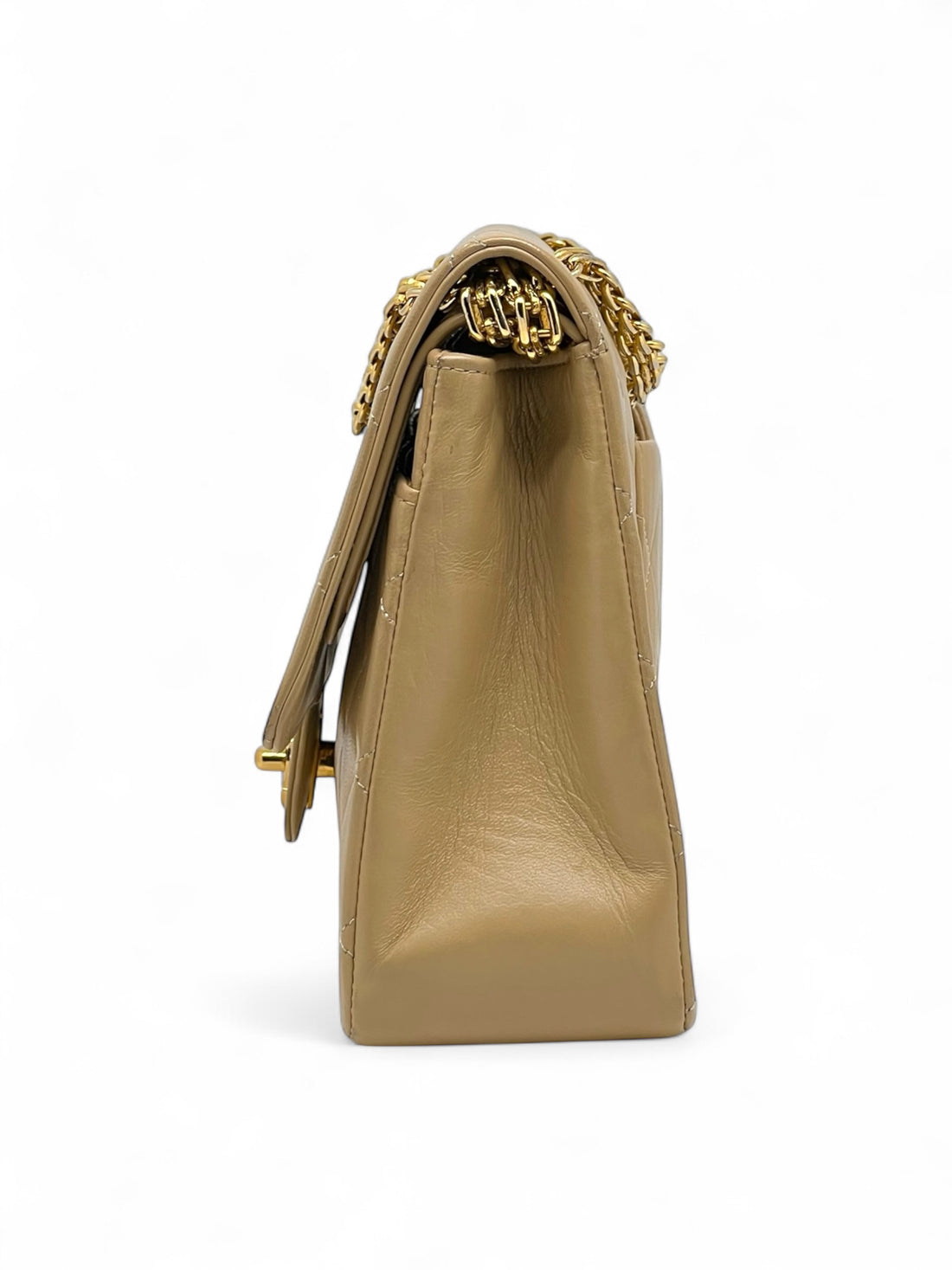 Chanel - Sac beige avec chaîne grain de riz