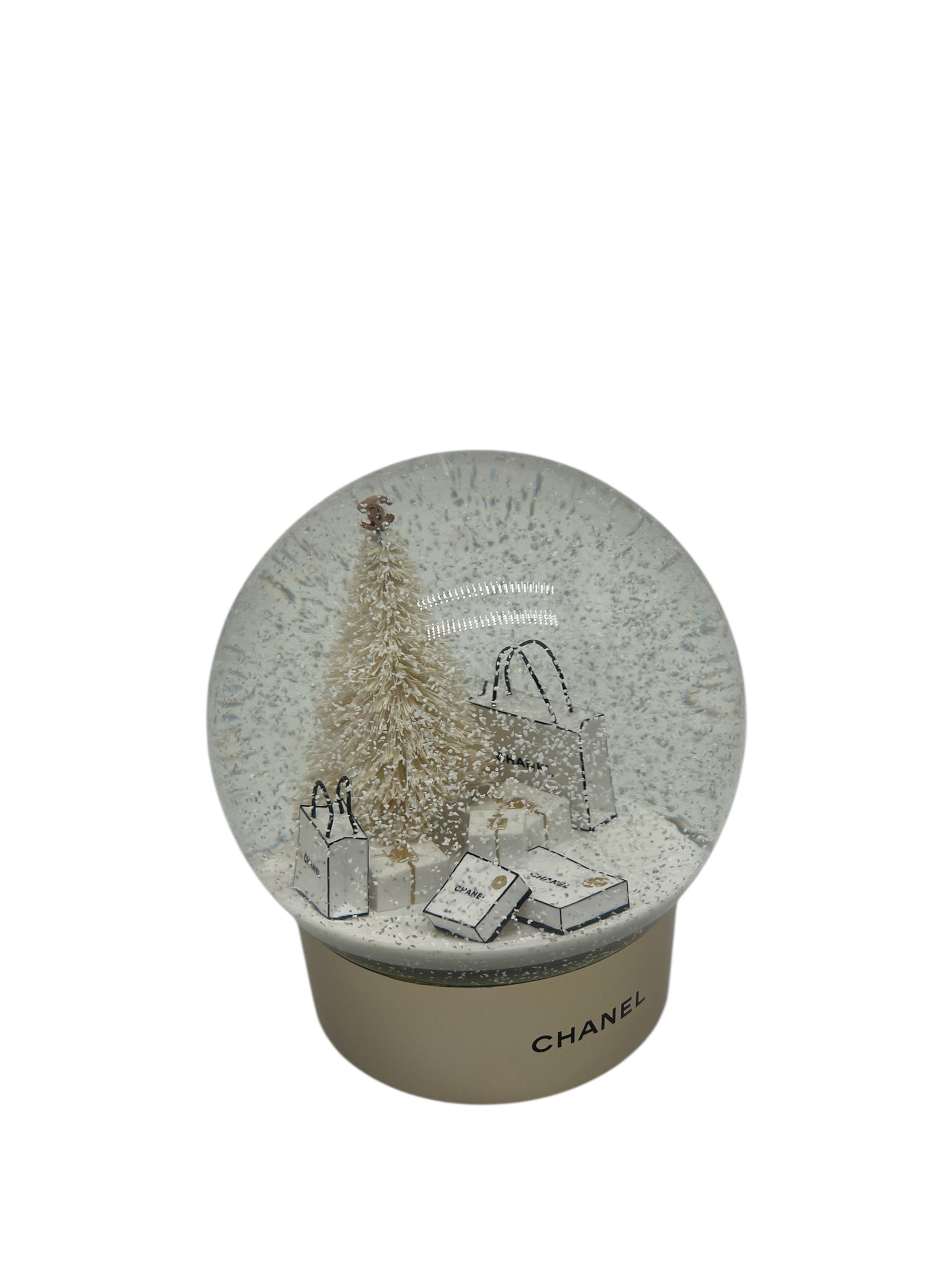 Chanel - Große goldene Schneekugel im Winterstil