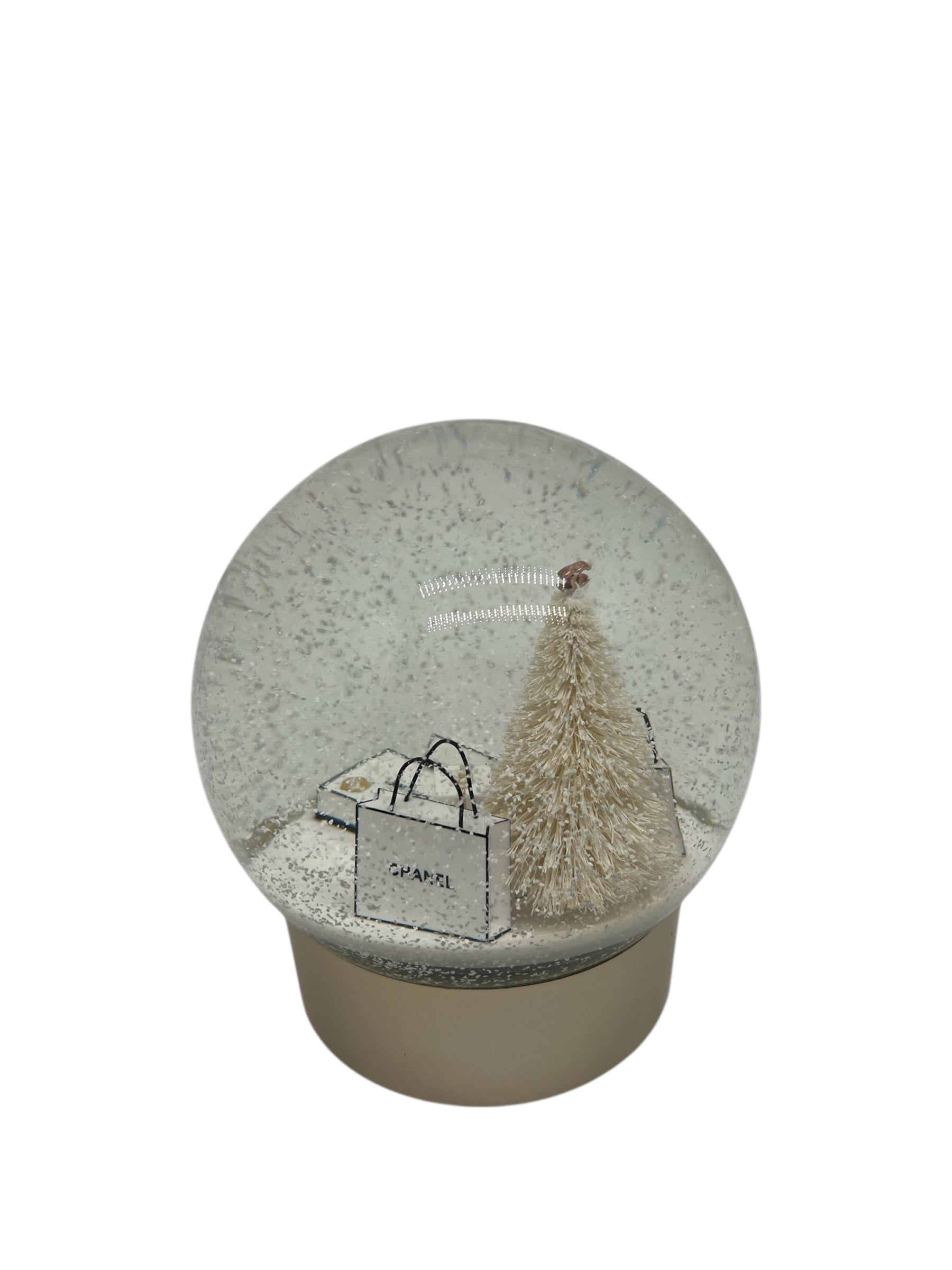 Chanel - Große goldene Schneekugel im Winterstil