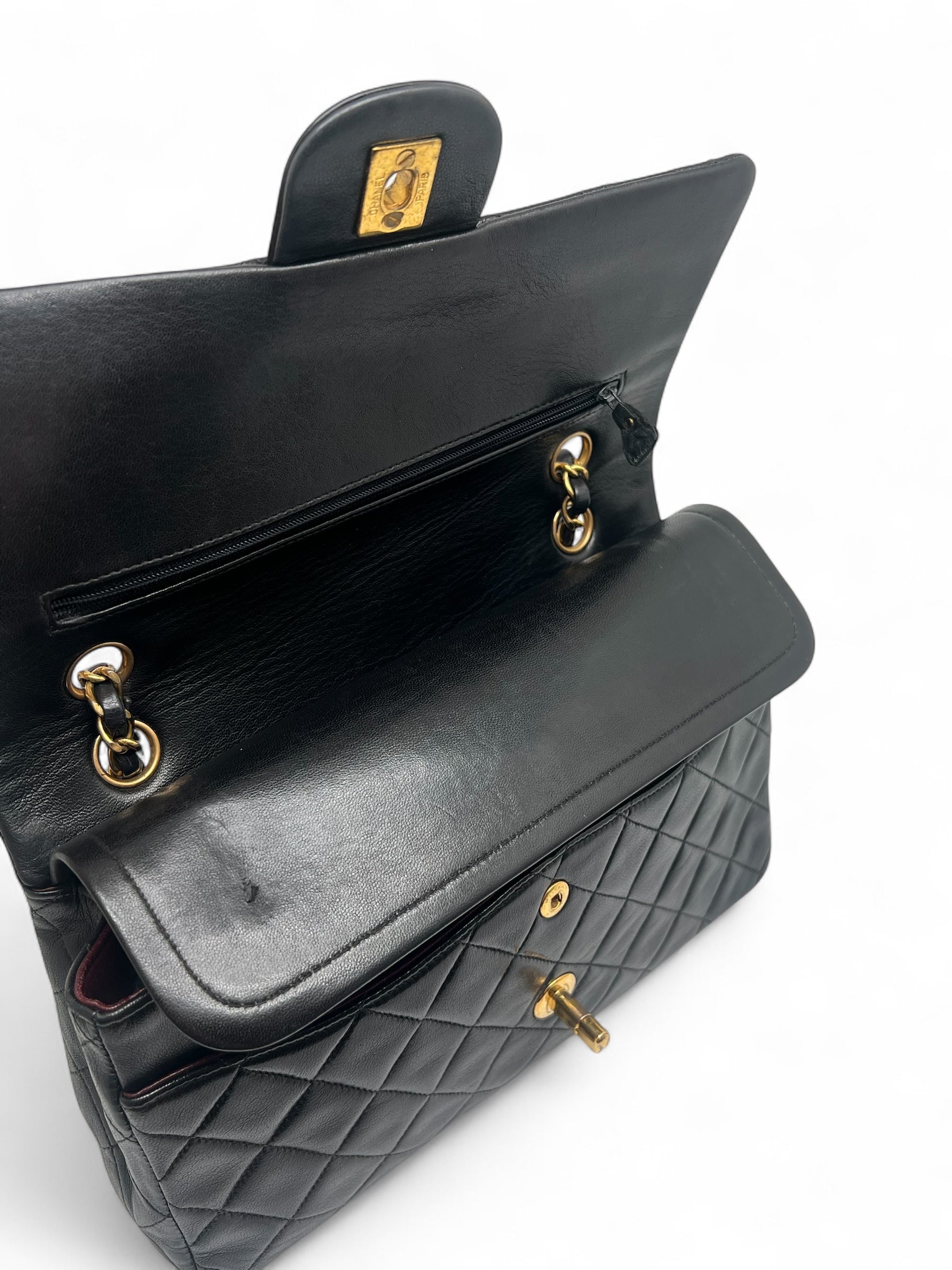 Chanel - Tasche Zeitlos 25 doppelte Klappe schwarz