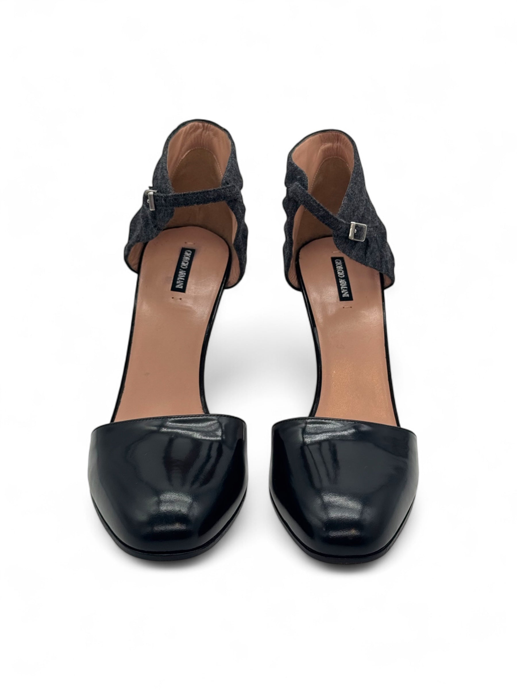 Giorgio Armani - Absatzschuhe mit Riemen in Grau und Schwarz Gr. 38,5
