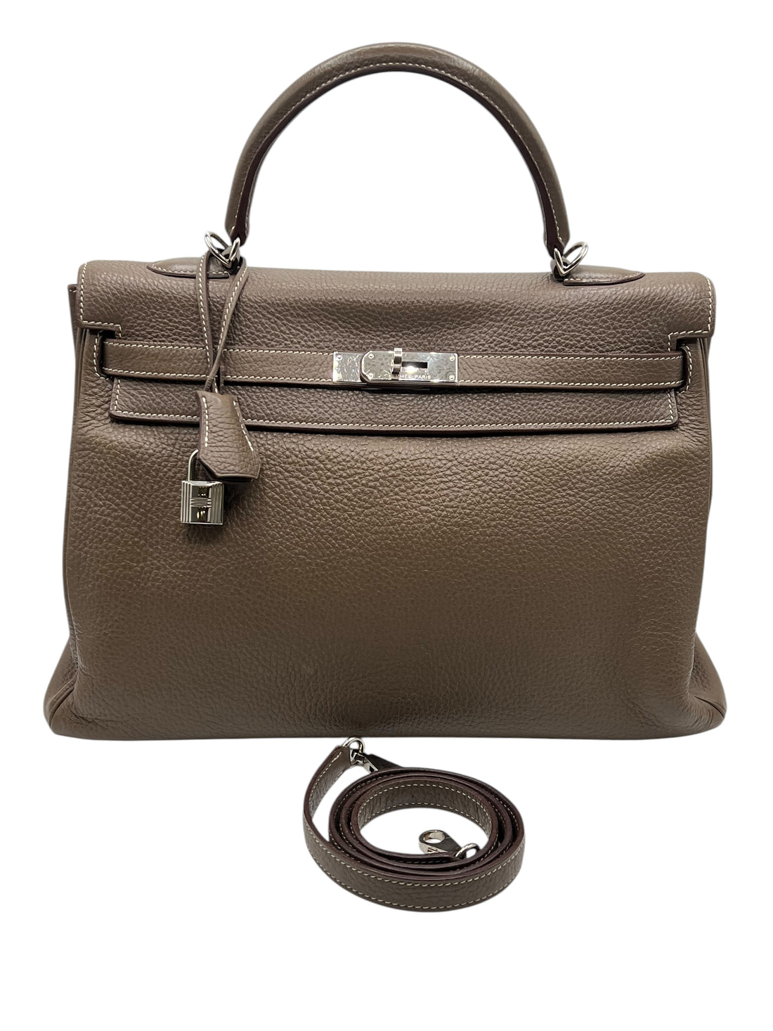 Hermès - sac Kelly 35 cuir Togo étoupe PHW