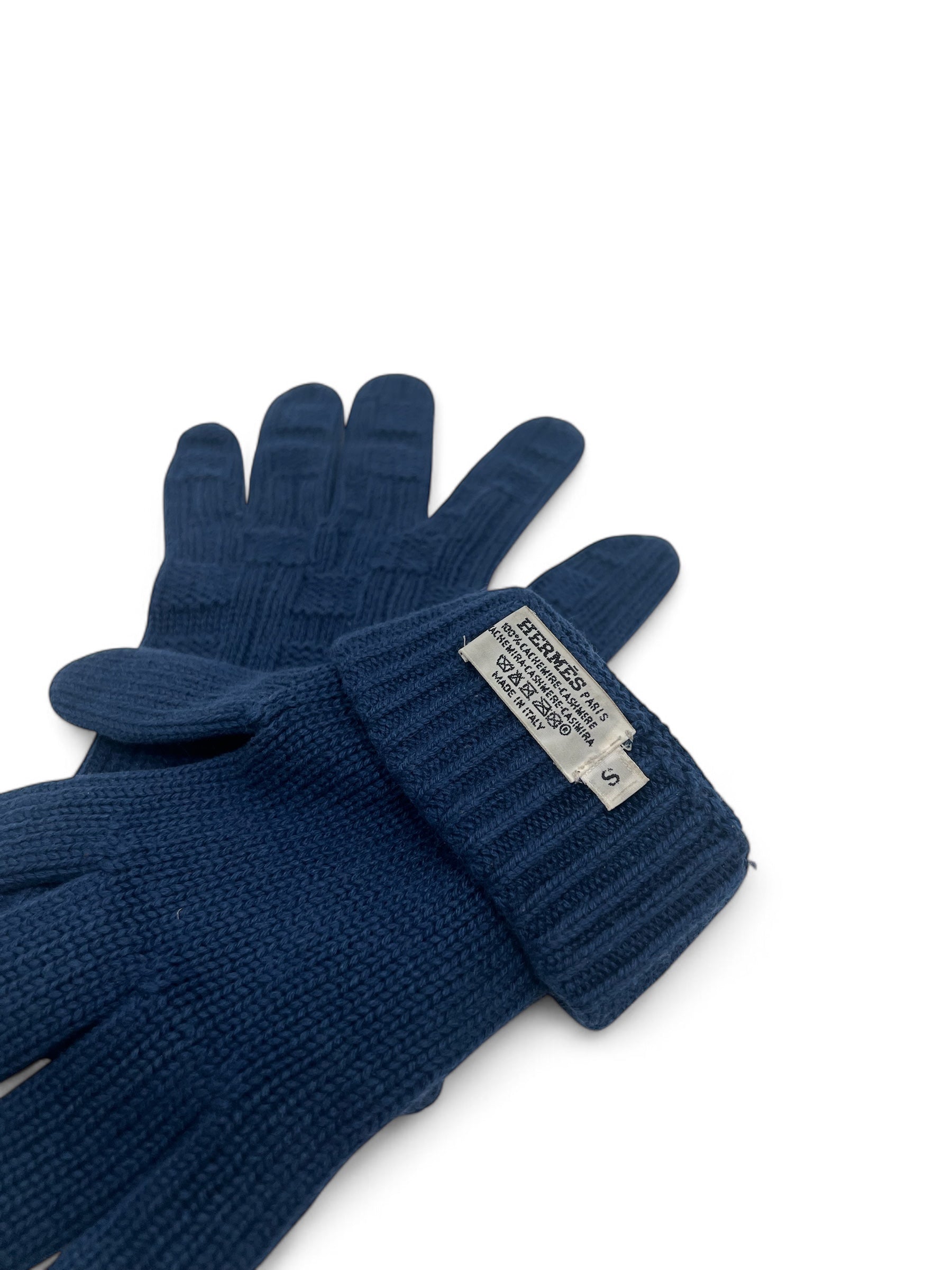 Hermès - Guanti blu navy in cashmere TS da uomo
