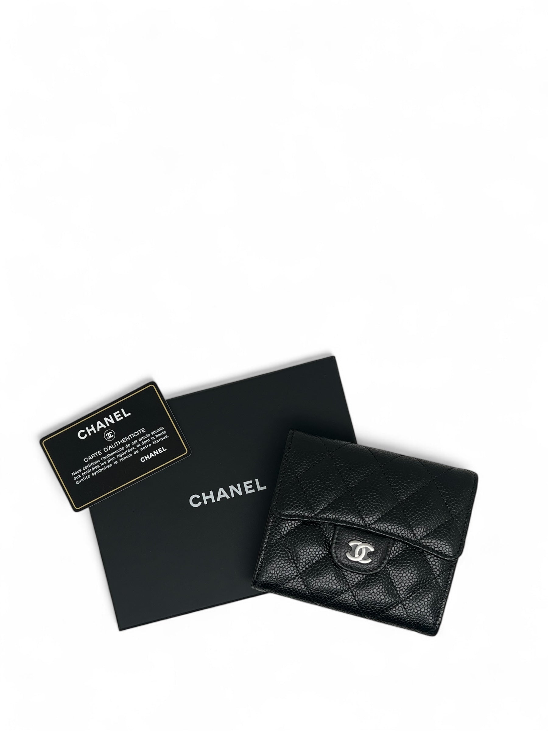 Chanel - Kartenetui aus schwarzem Leder