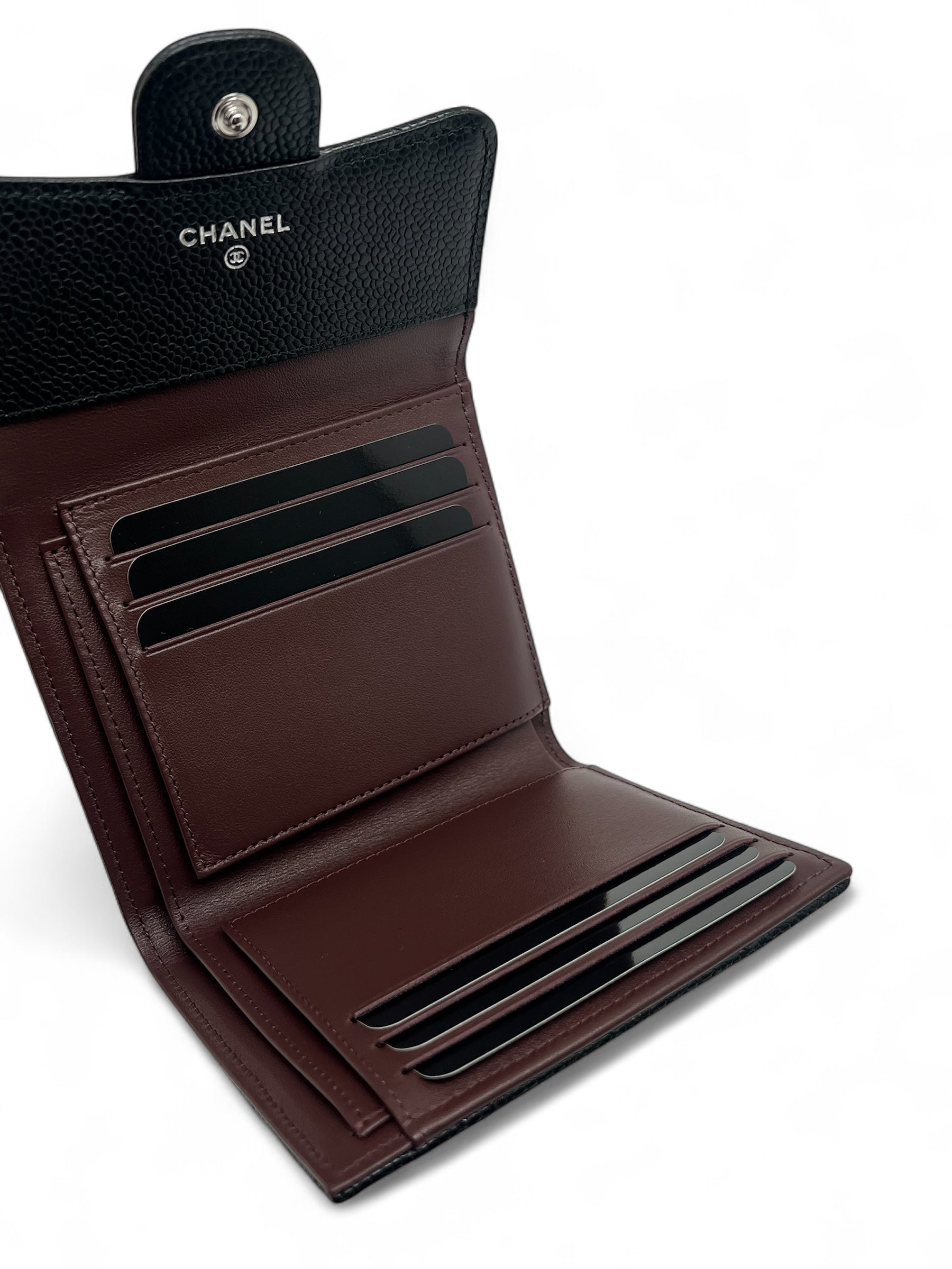 Chanel - Kartenetui aus schwarzem Leder