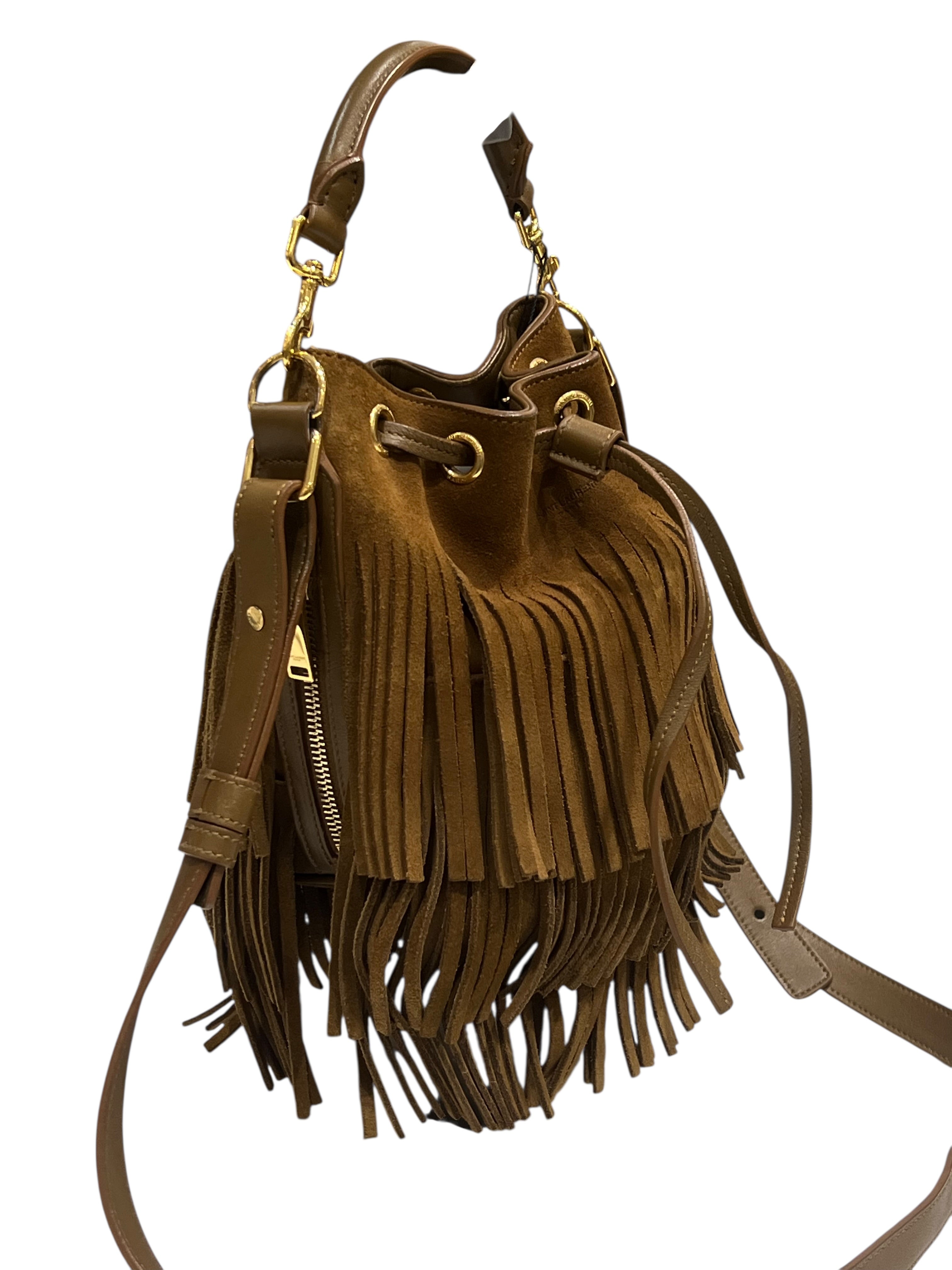 Saint Laurent - Sac Petit Sceau Emmanuelle Daim Camel | Les Folies d’Eugénie