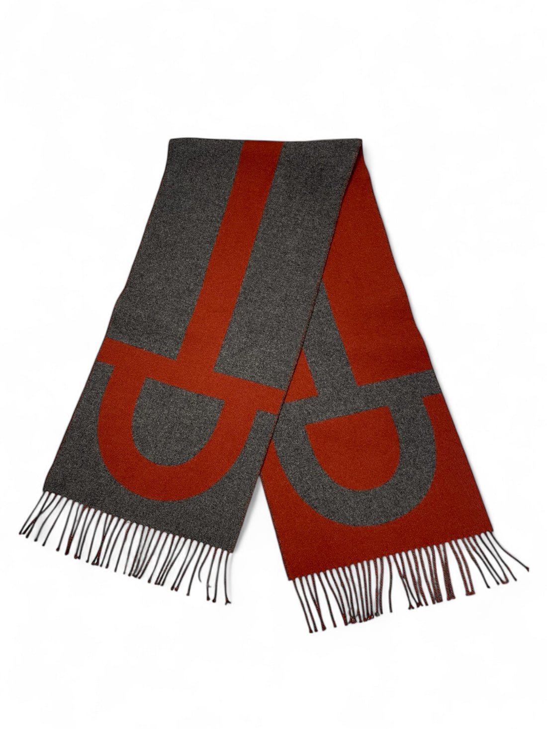 Hermès - Écharpe grise et bordeaux en cachemire