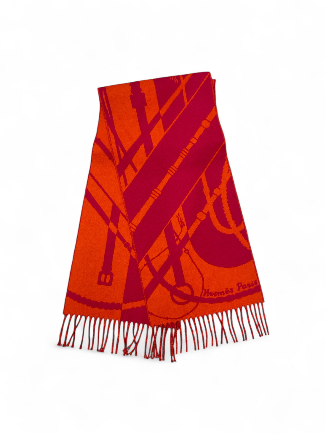 Hermès - Écharpe rose et orange en cachemire