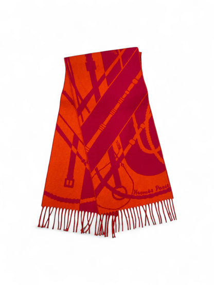 Hermès - Écharpe rose et orange en cachemire