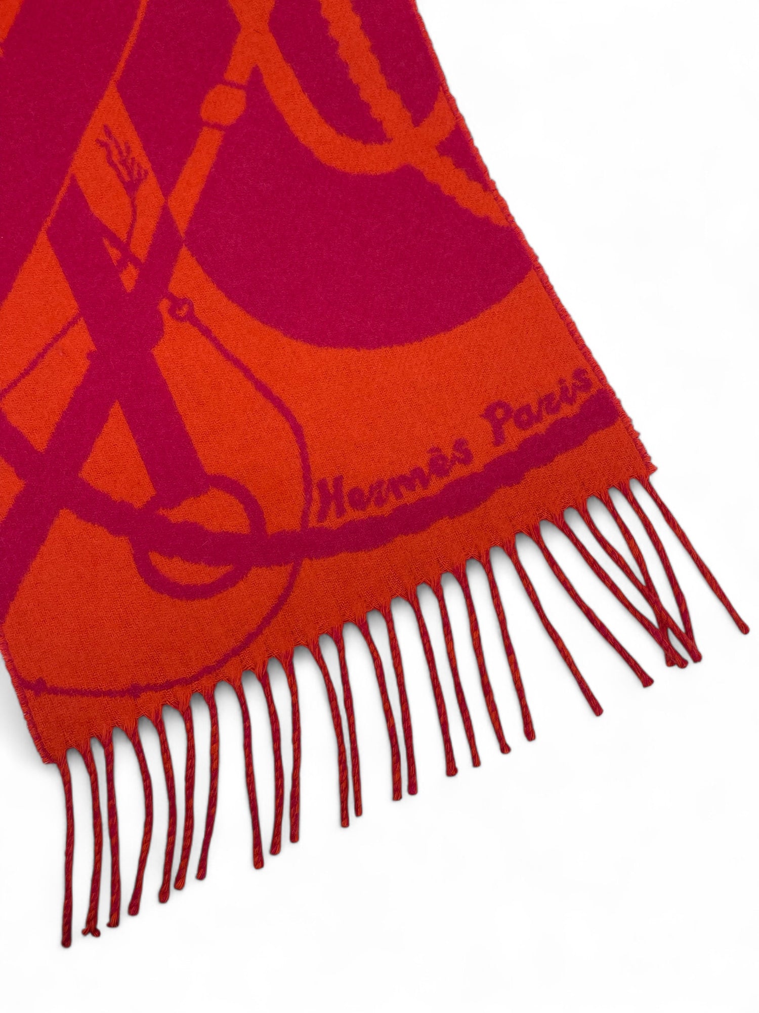 Hermès - Écharpe rose et orange en cachemire