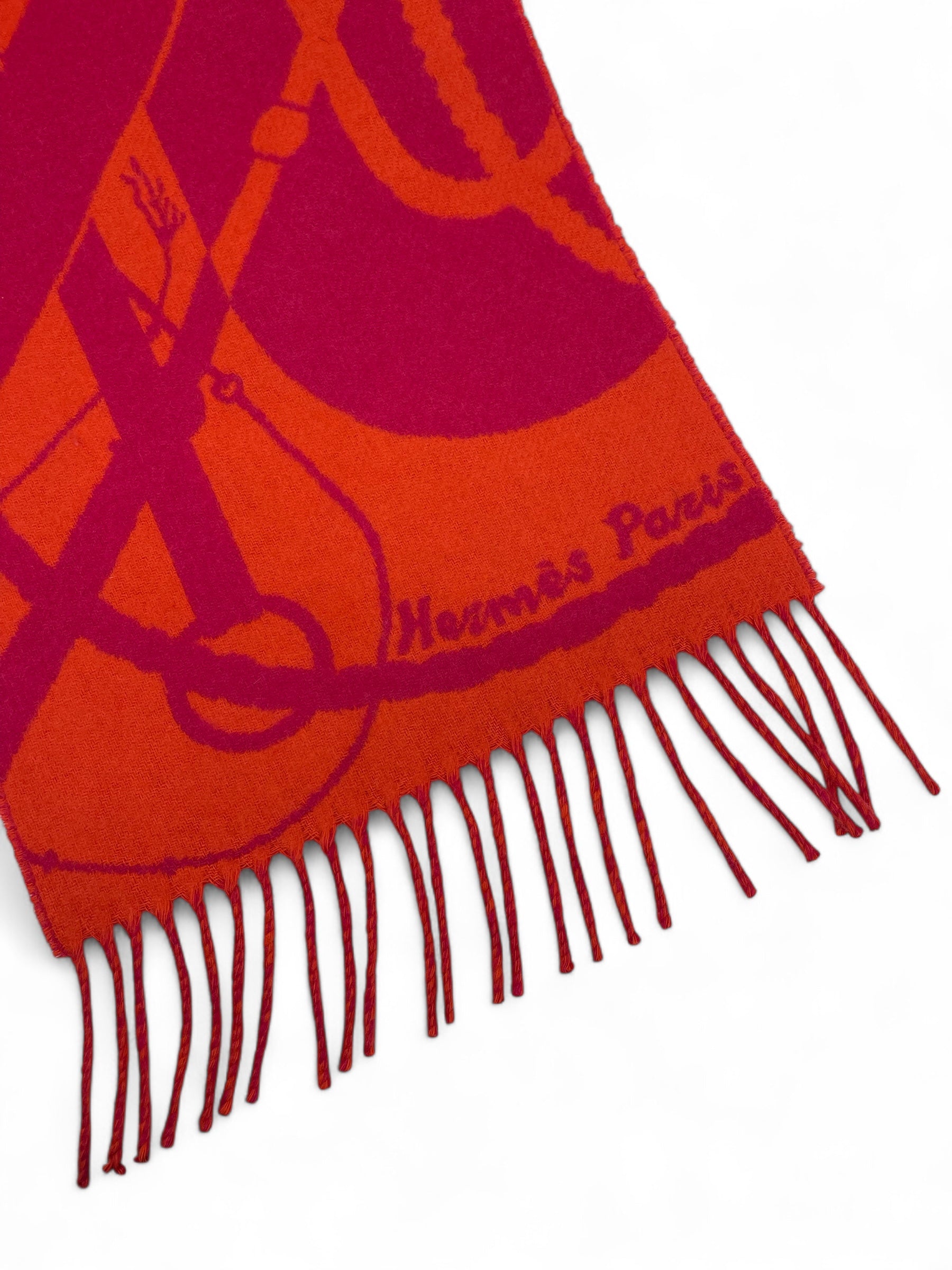 Hermès - Écharpe rose et orange en cachemire