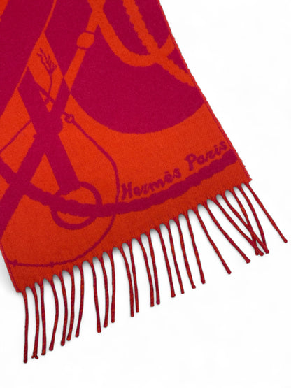 Hermès - Écharpe rose et orange en cachemire