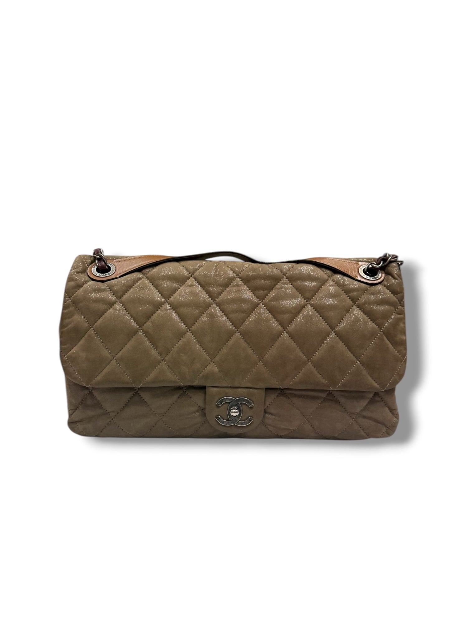 Chanel - Sac Grand classique à rabat irisé brun