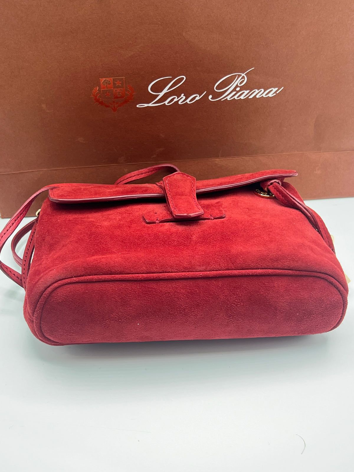 Loro Piana - Small red suede shoulder bag