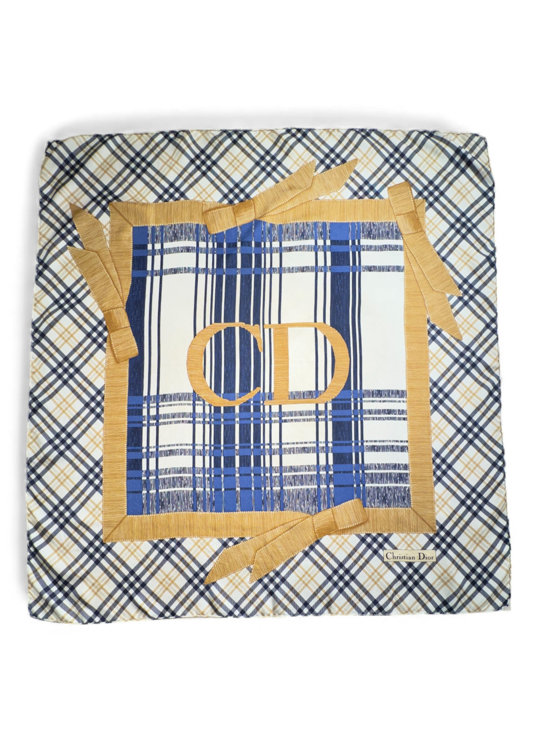 Christian Dior - Carré 90 bleu et doré