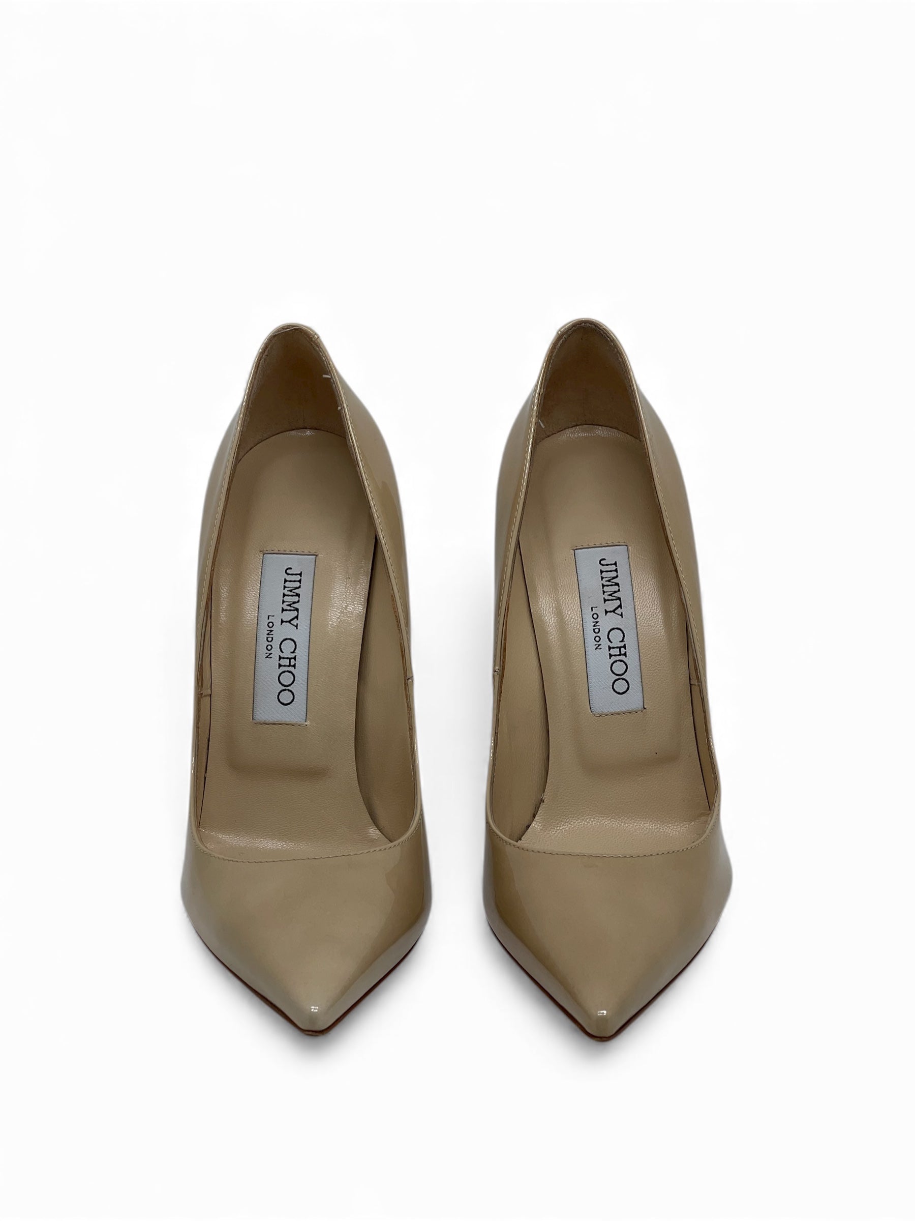 Jimmy Choo - Escarpins bicolores en cuir verni beige T37