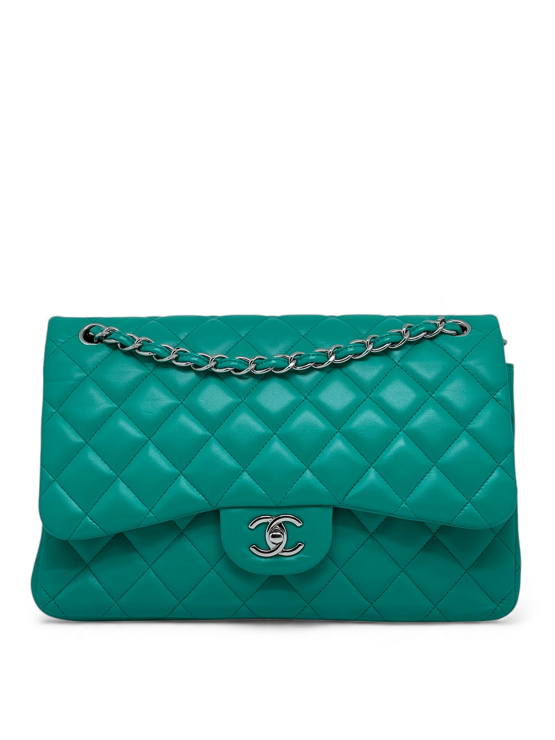 Chanel - Jumbo-Tasche smaragdgrün