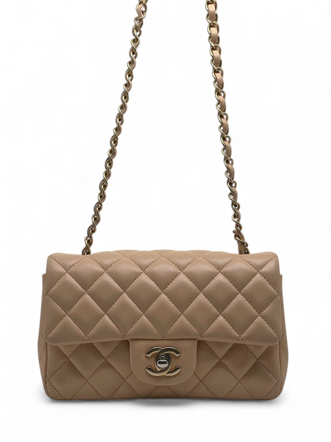 Chanel - Sac Mini Rectangle en cuir beige