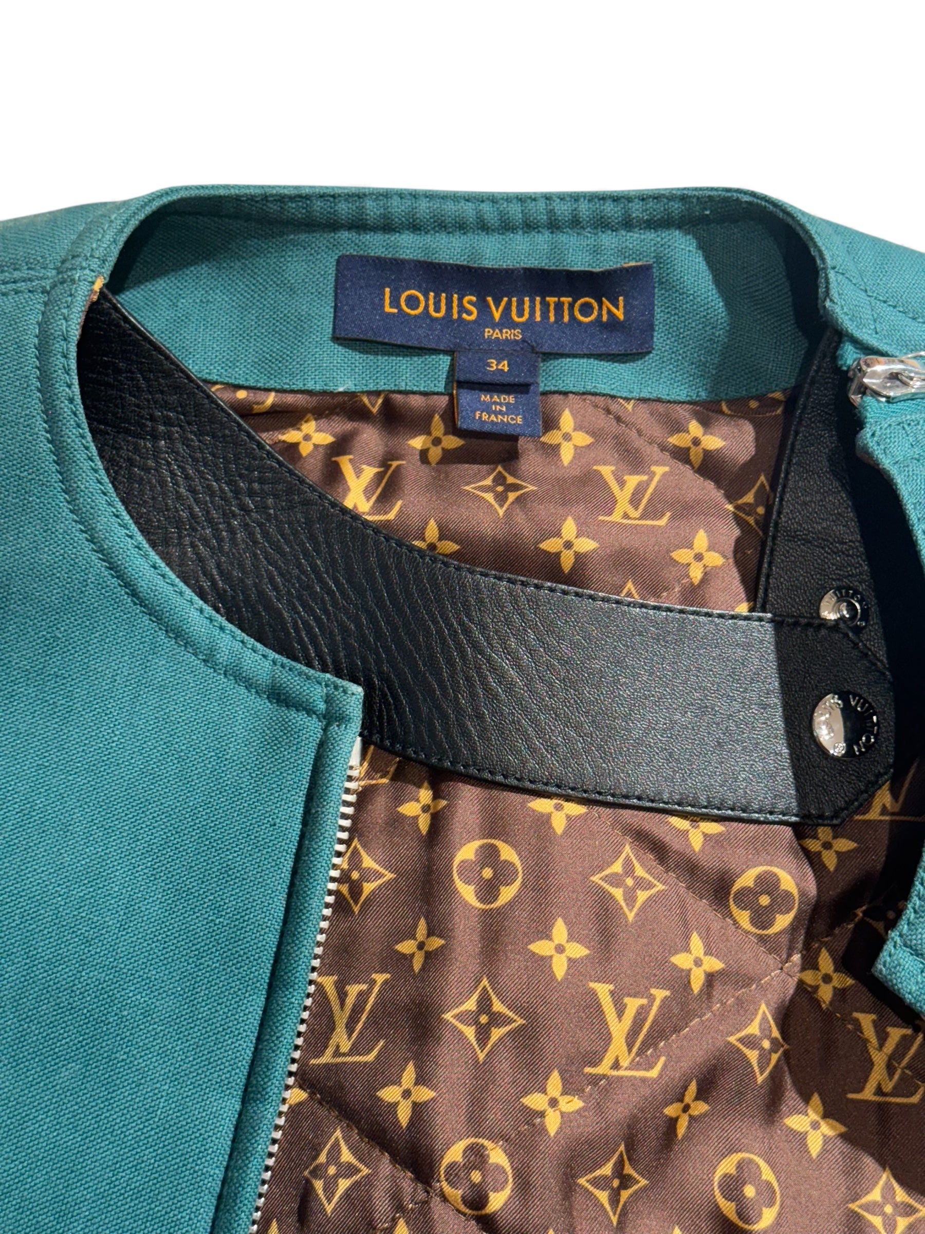 Louis Vuitton - Bomberjacke aus Jeansstoff und Leder T34