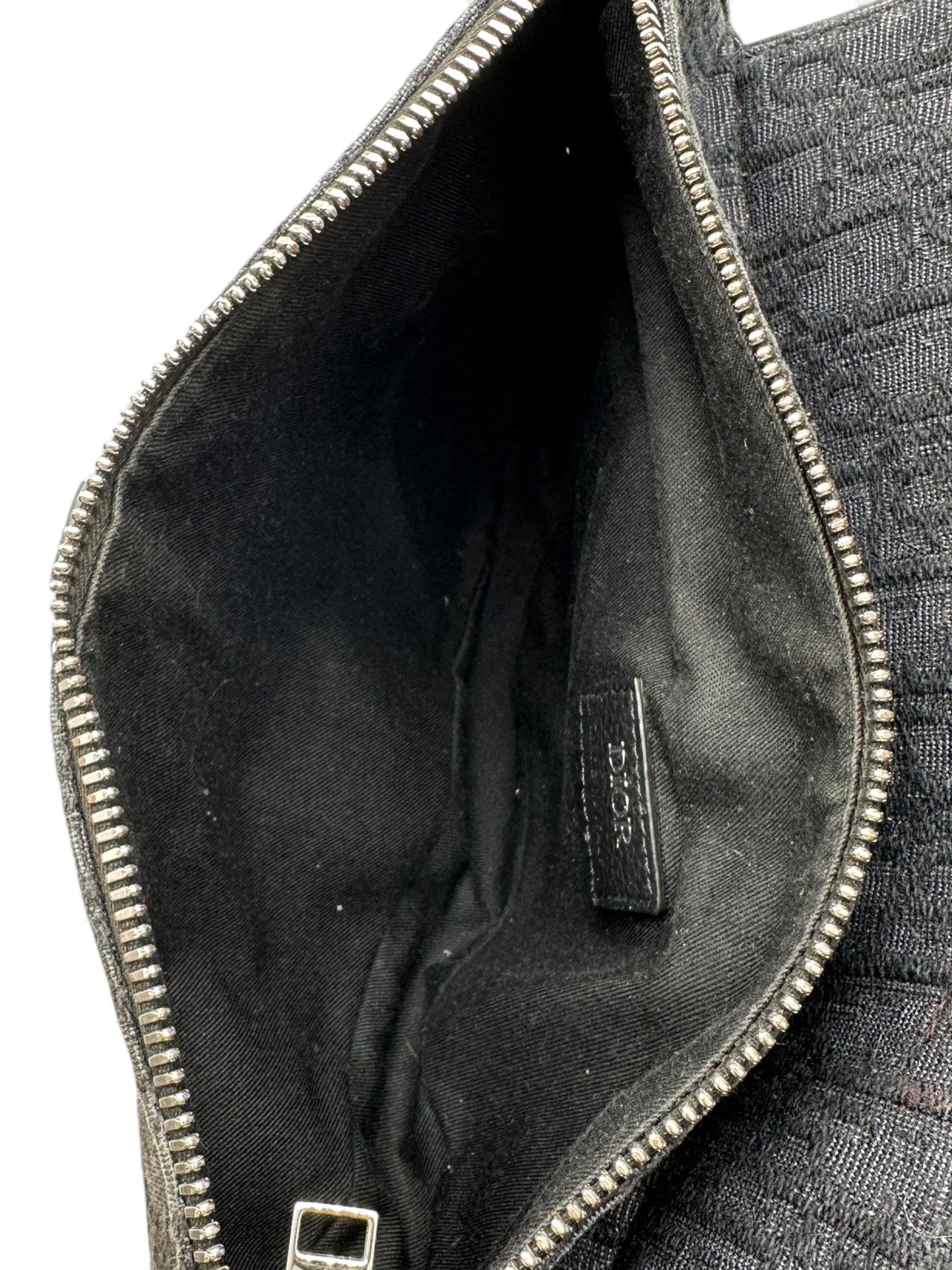 Christian Dior - Schräg gewebte Jacquard-Schwarz Satteltasche