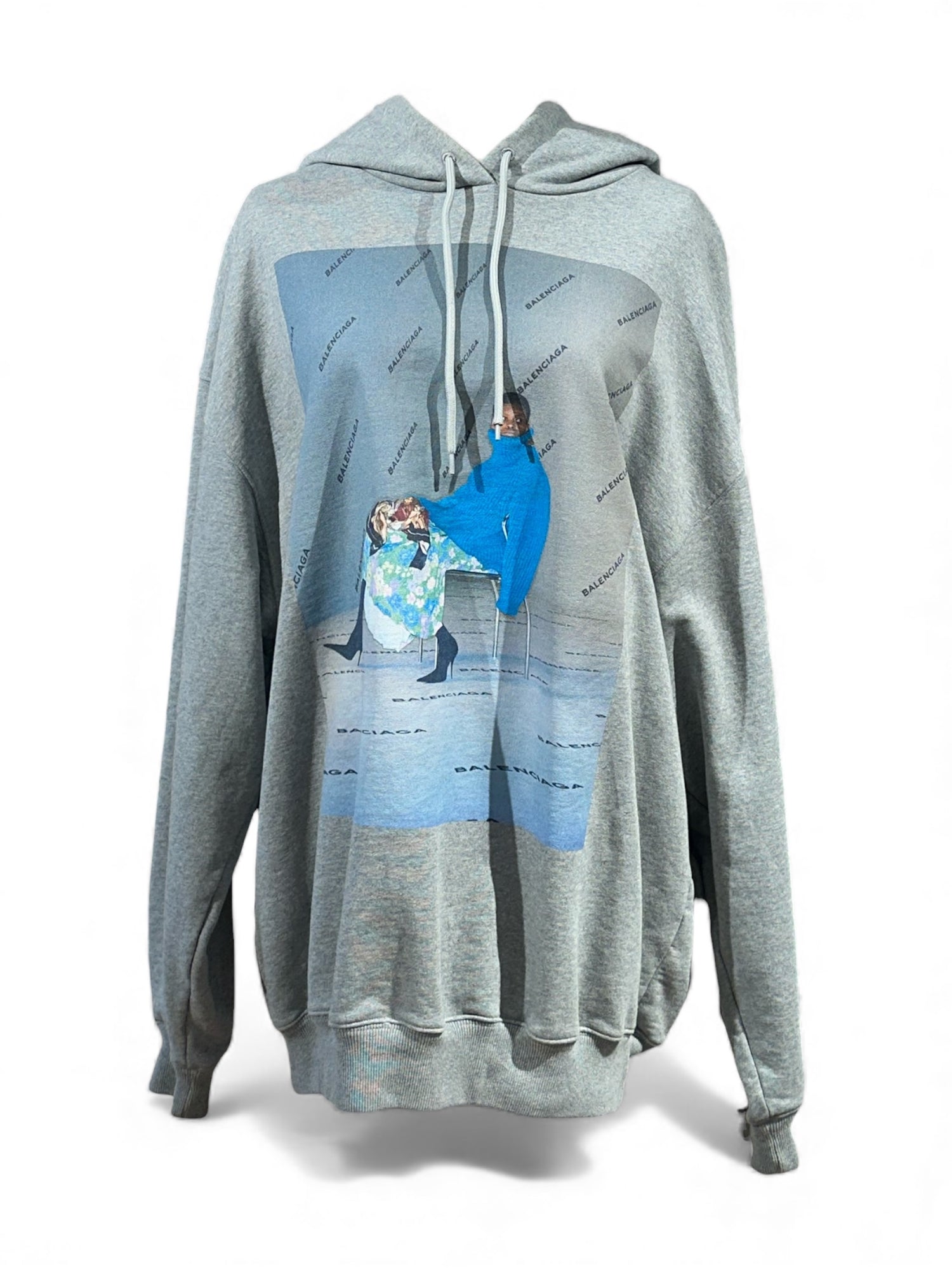 Balenciaga - Sweat à capuche gris avec imprimé T38