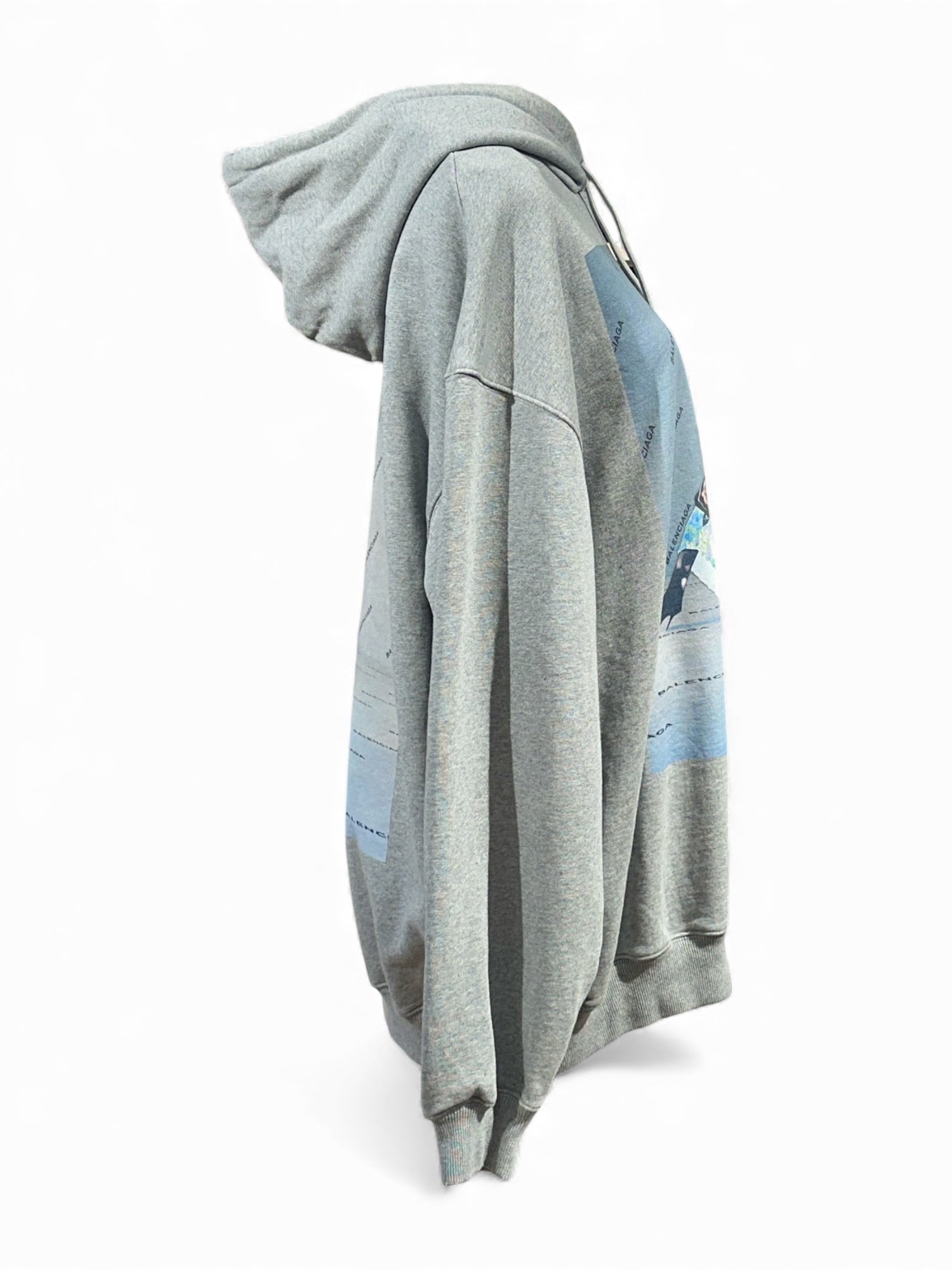 Balenciaga - Sweat à capuche gris avec imprimé T38