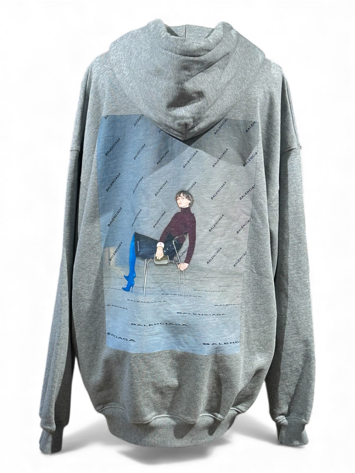 Balenciaga - Sweat à capuche gris avec imprimé T38