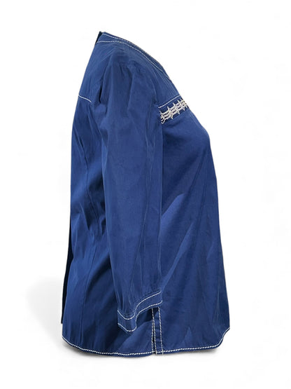 Prada - Blouse bleu brodée T36