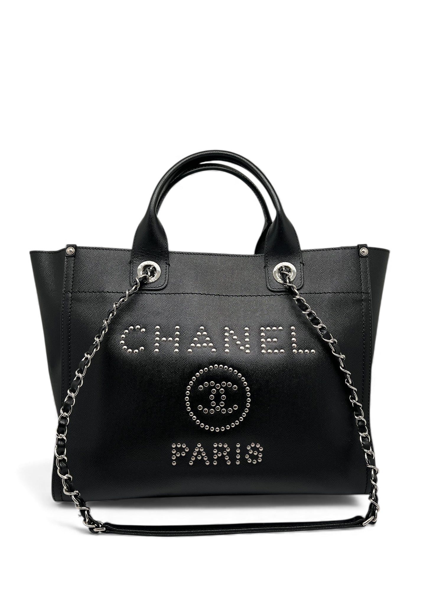 Chanel -  Cabas Deauville en cuir noir