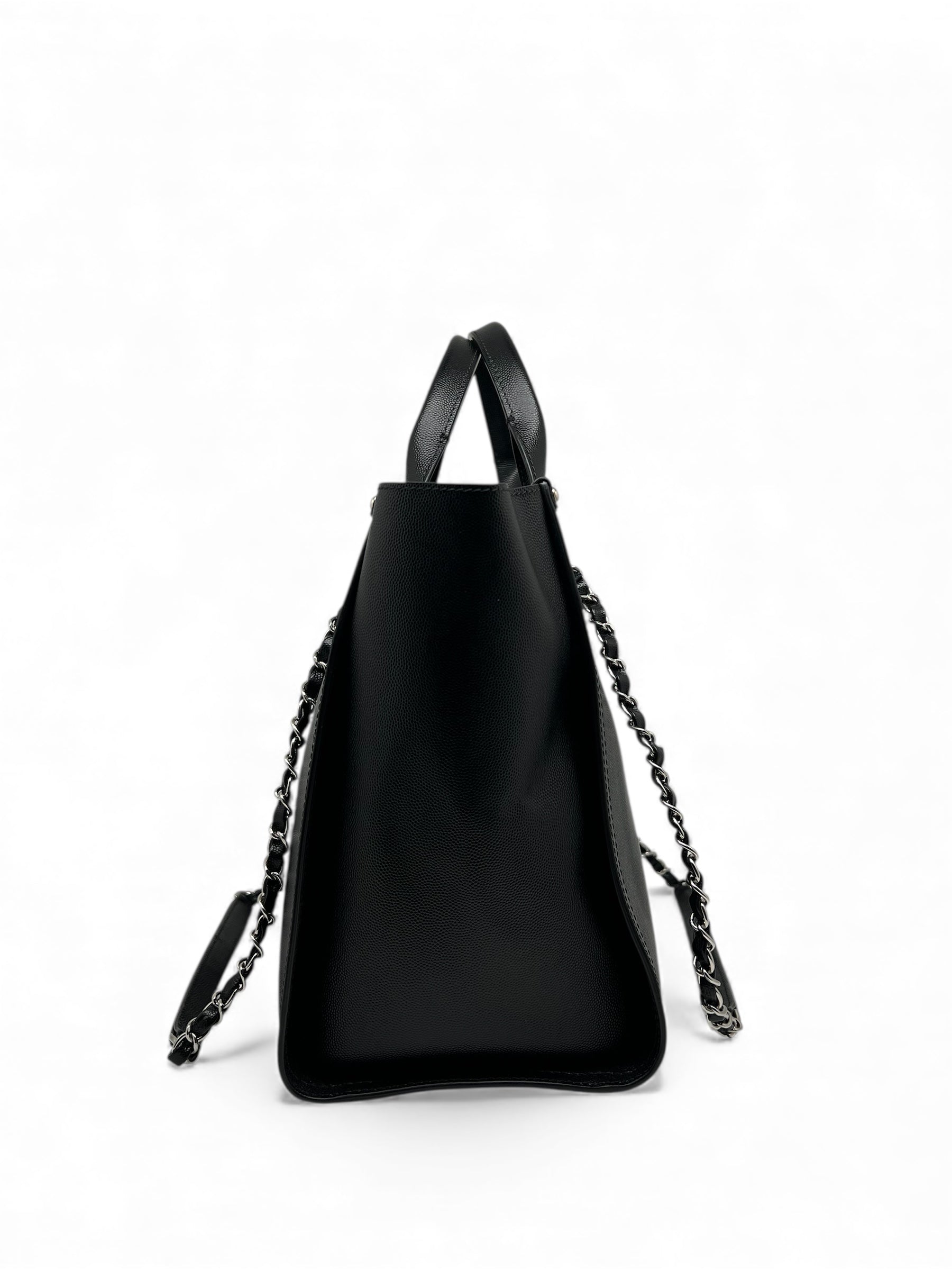 Chanel -  Cabas Deauville en cuir noir