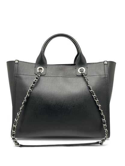 Chanel -  Cabas Deauville en cuir noir