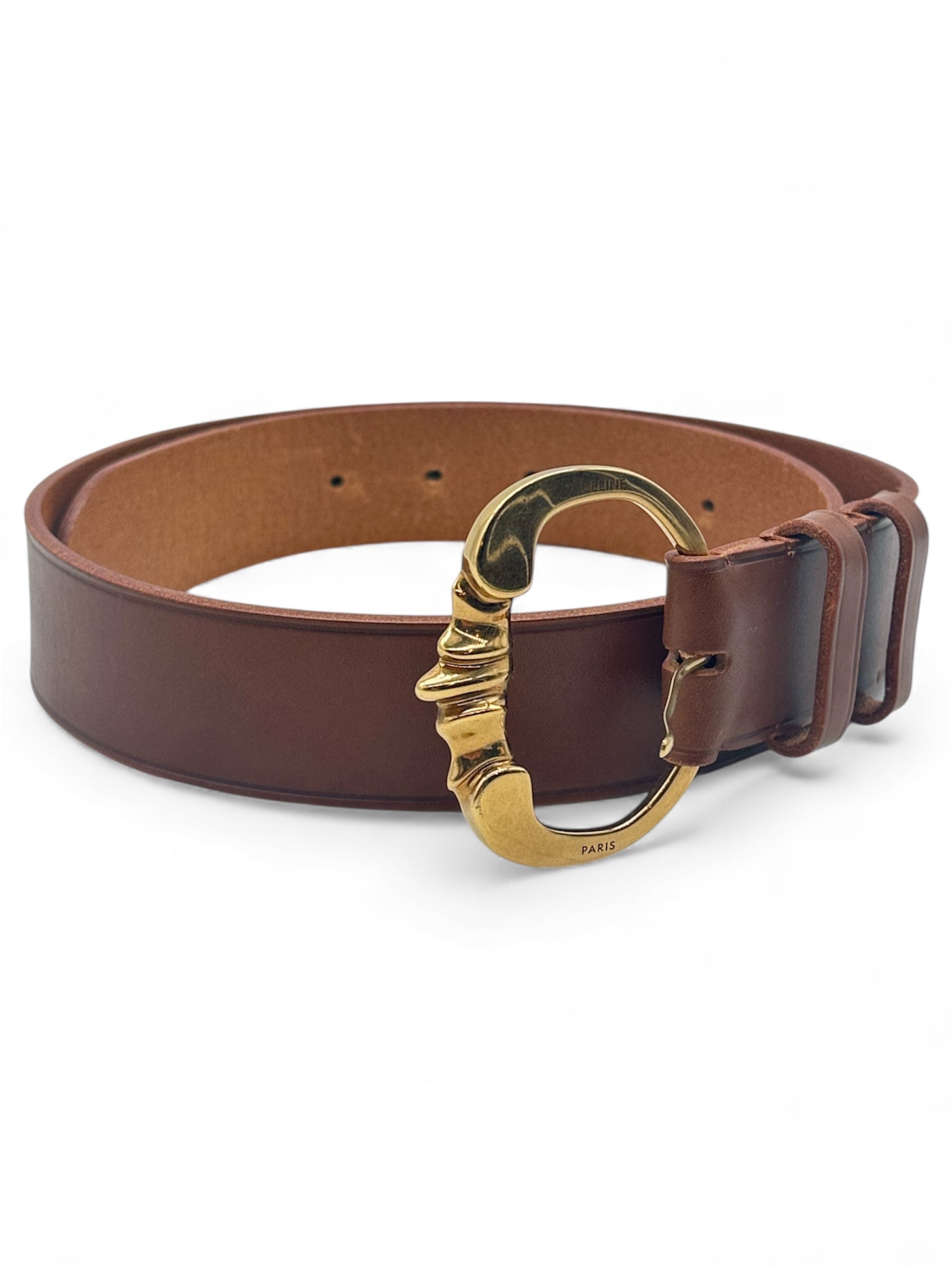 Céline - Brauner Gürtel mit goldener Schnalle T75