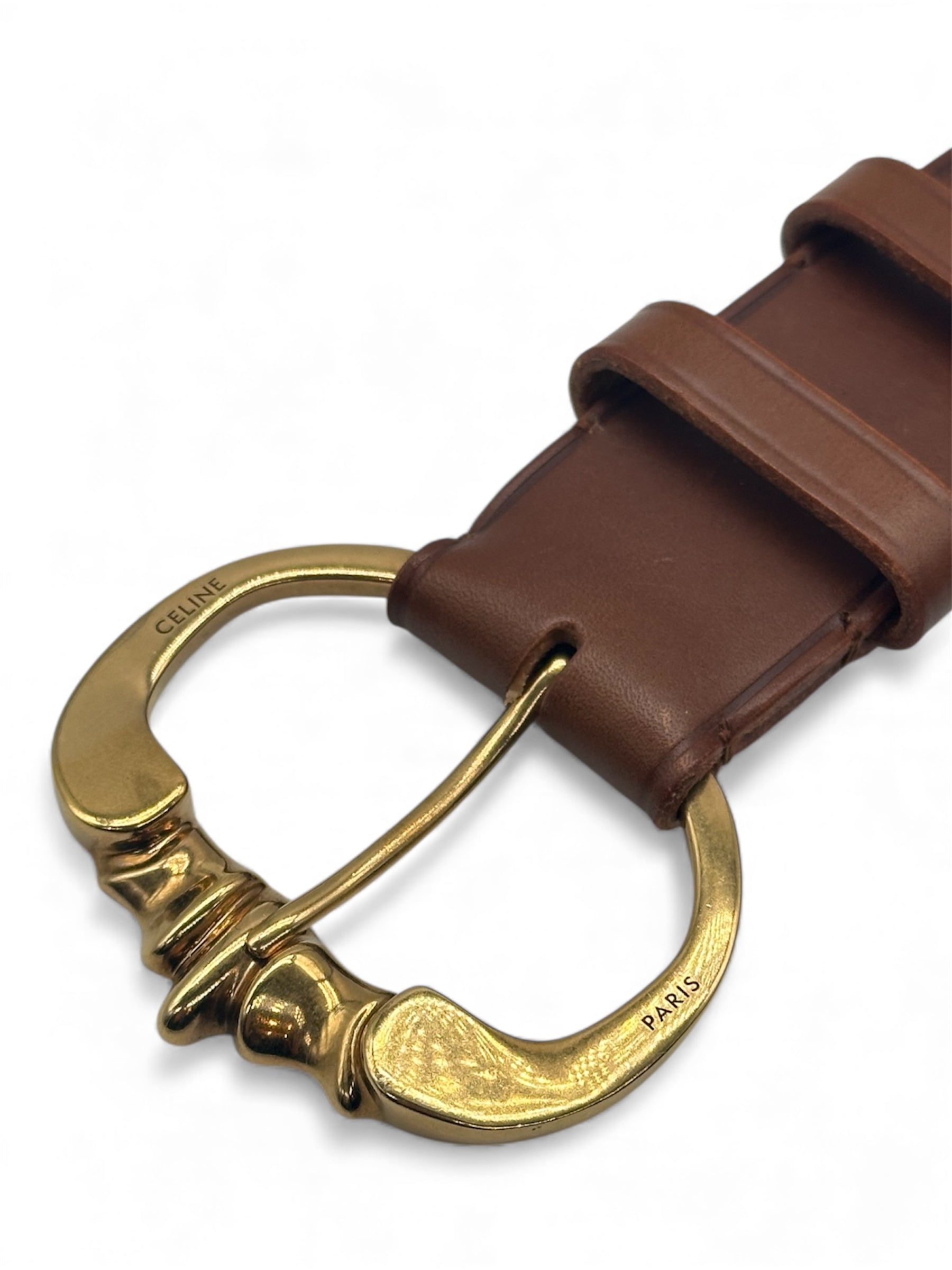 Céline - Brauner Gürtel mit goldener Schnalle T75