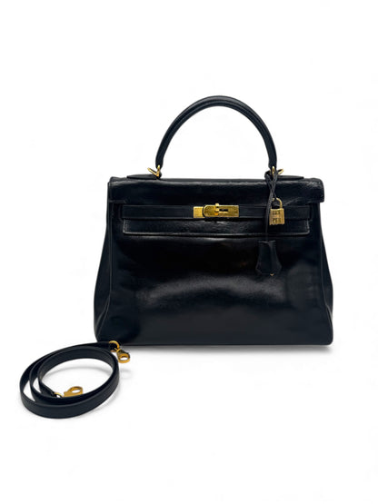 Hermès - Sac Kelly 32 noir box vintage