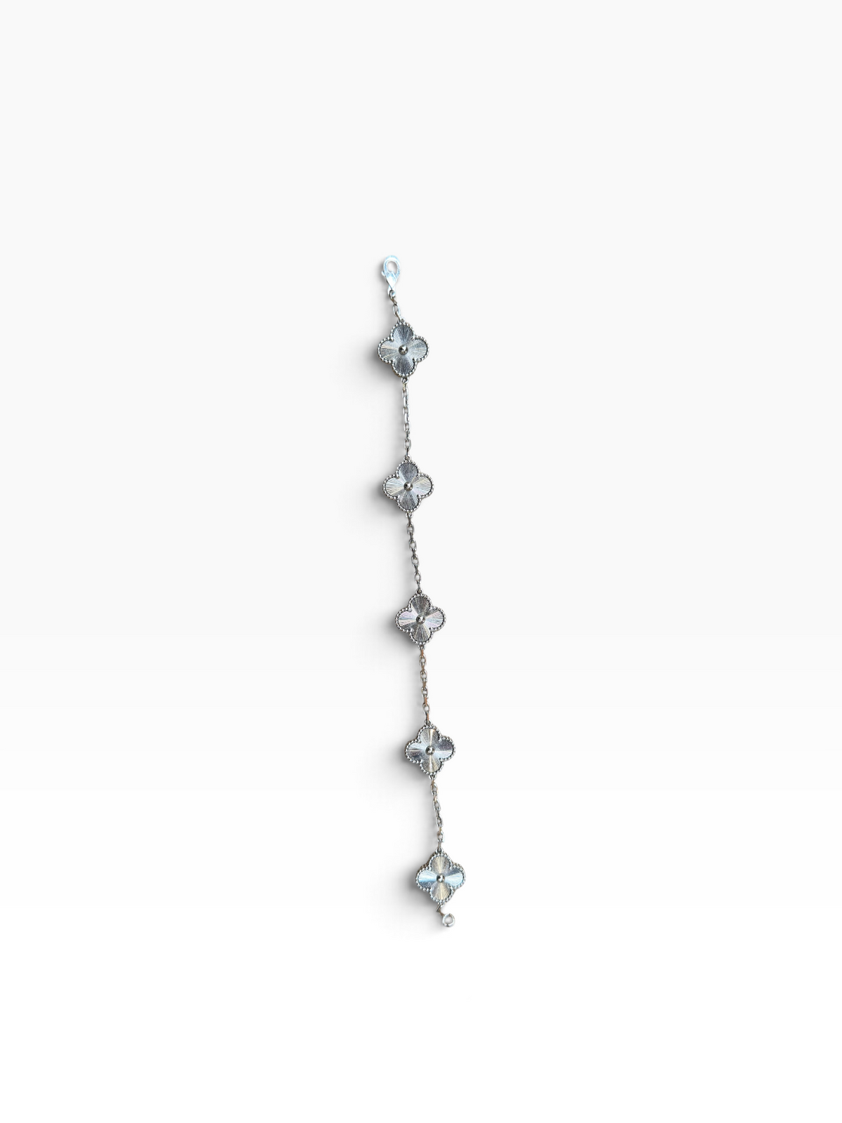Van Cleef &amp; Arpels - Bracelet Vintage Alhambra 5 motifs or blanc Guilloché
