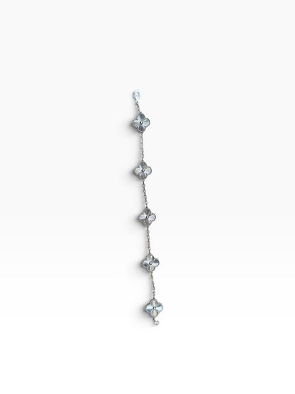 Van Cleef &amp; Arpels - Bracelet Vintage Alhambra 5 motifs or blanc Guilloché