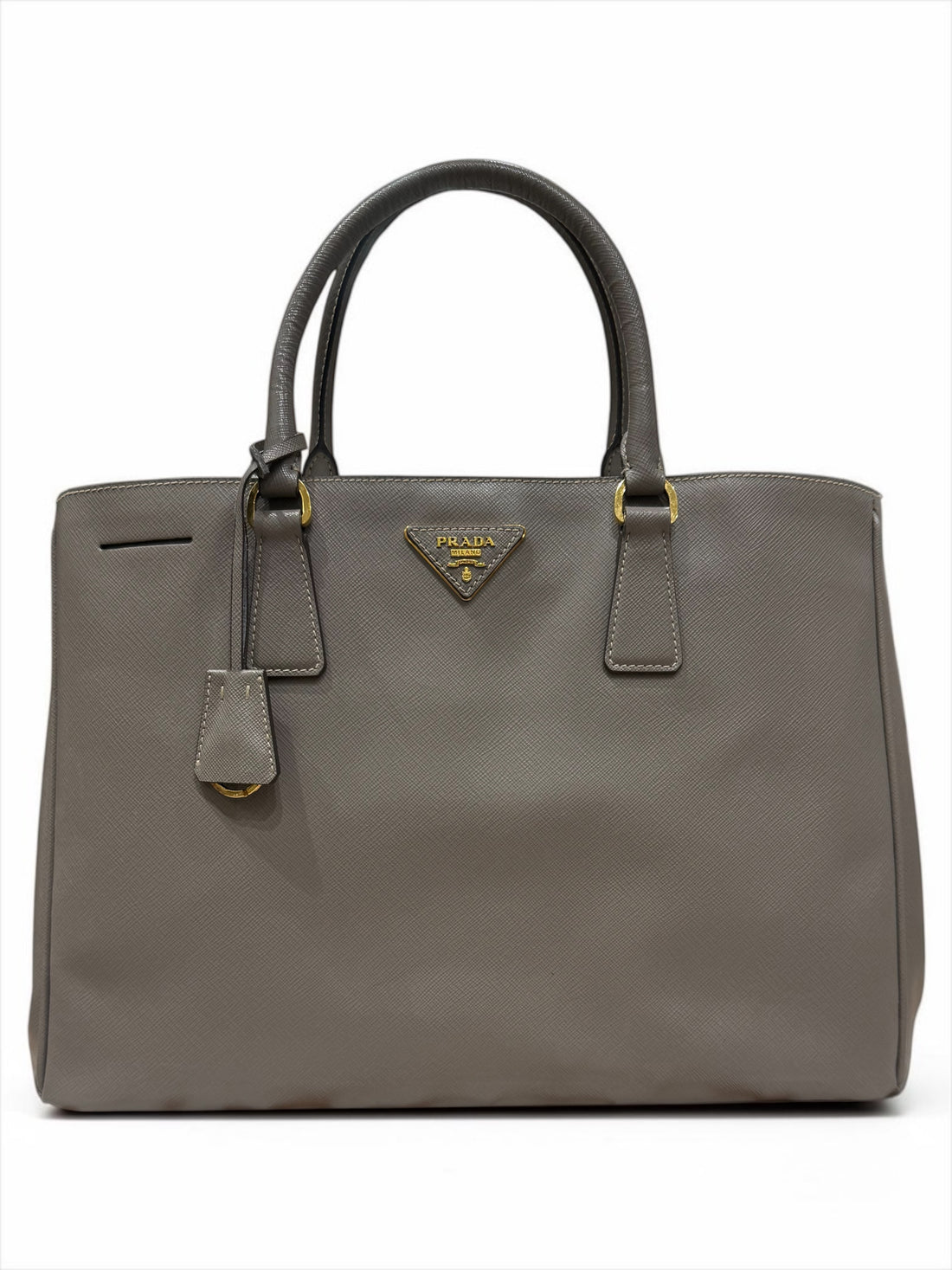 Prada - Sac Galleria GM en cuir Saffiano gris taupe