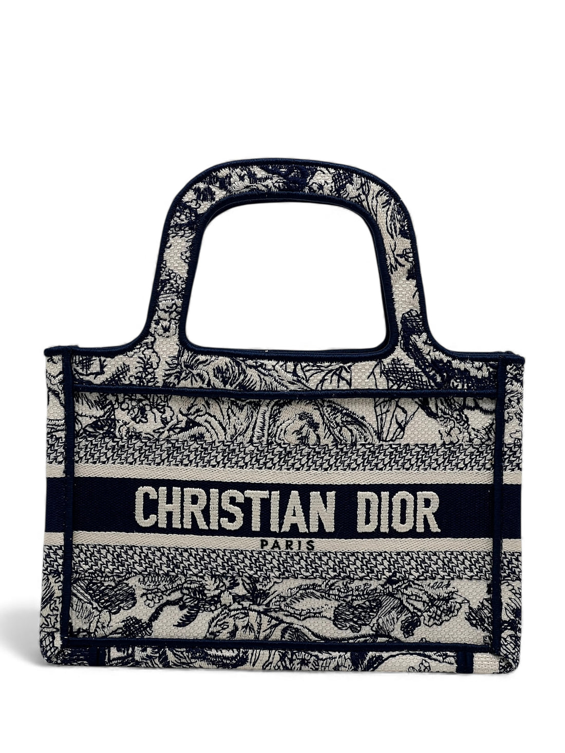 Christian Dior - Sac Mini Book Tote en toile Beige /Bleu