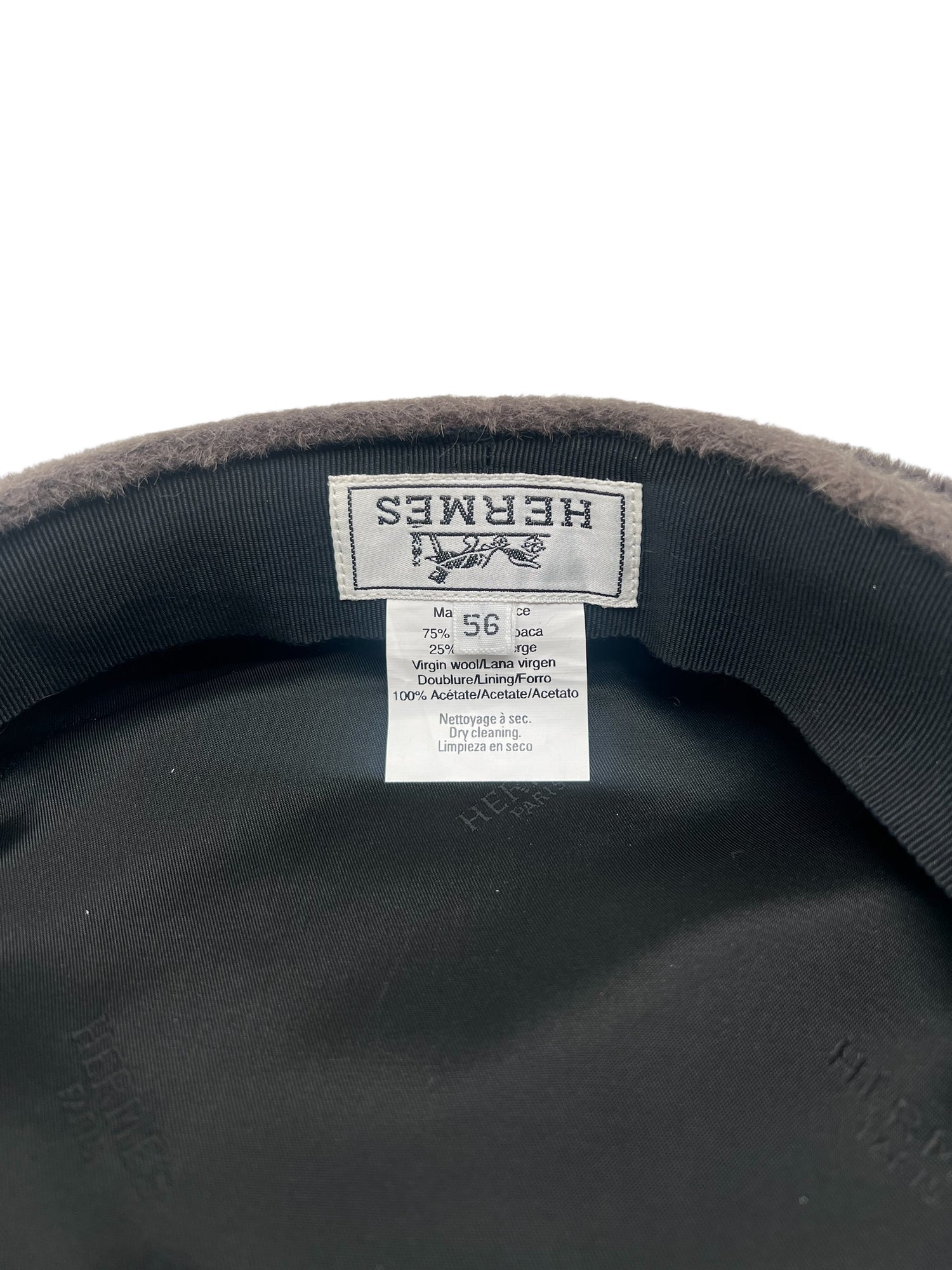 Hermès - Casquette en laine marron T.56