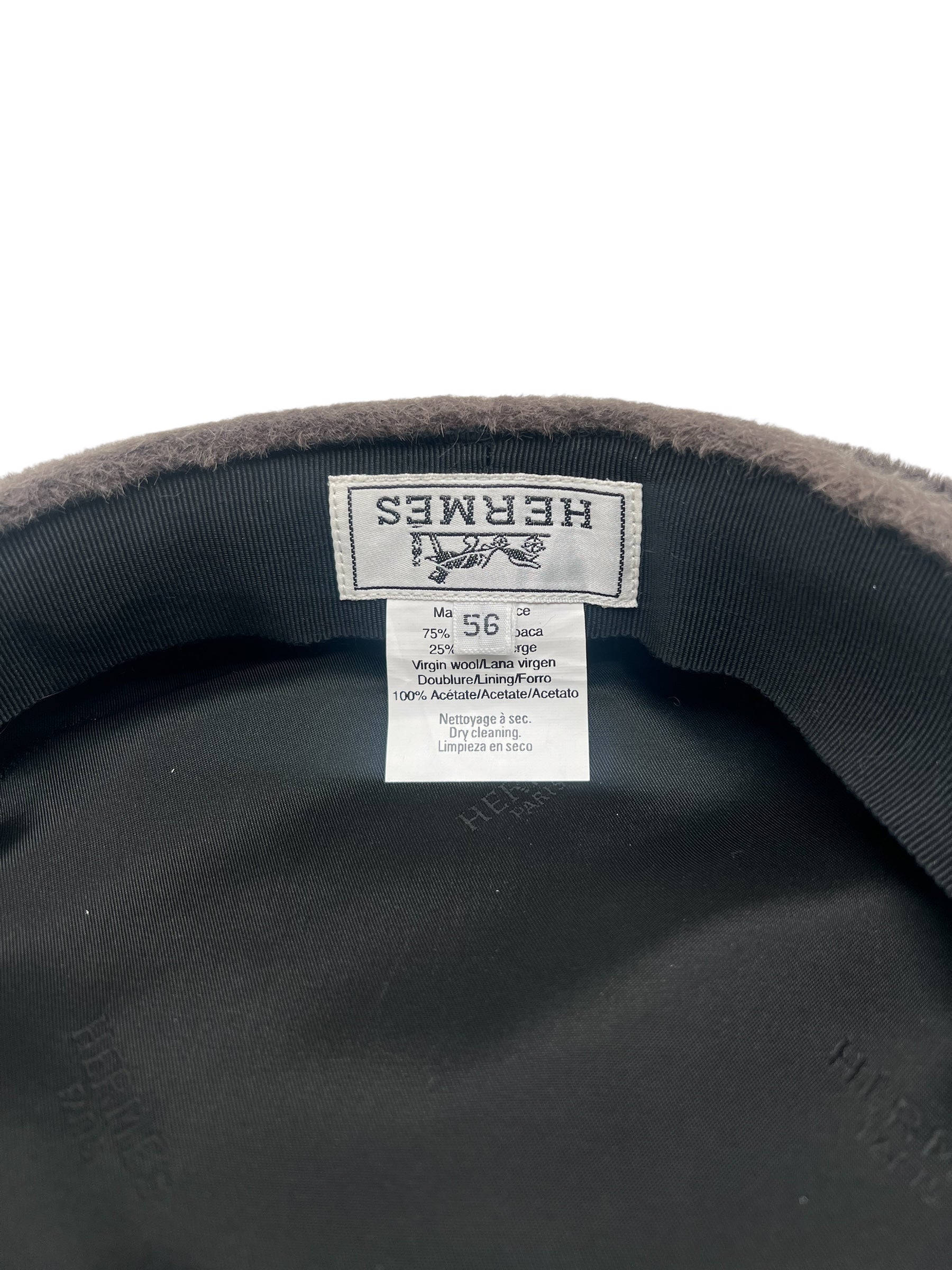 Hermès - Casquette en laine marron T.56