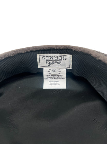 Hermès - Casquette en laine marron T.56