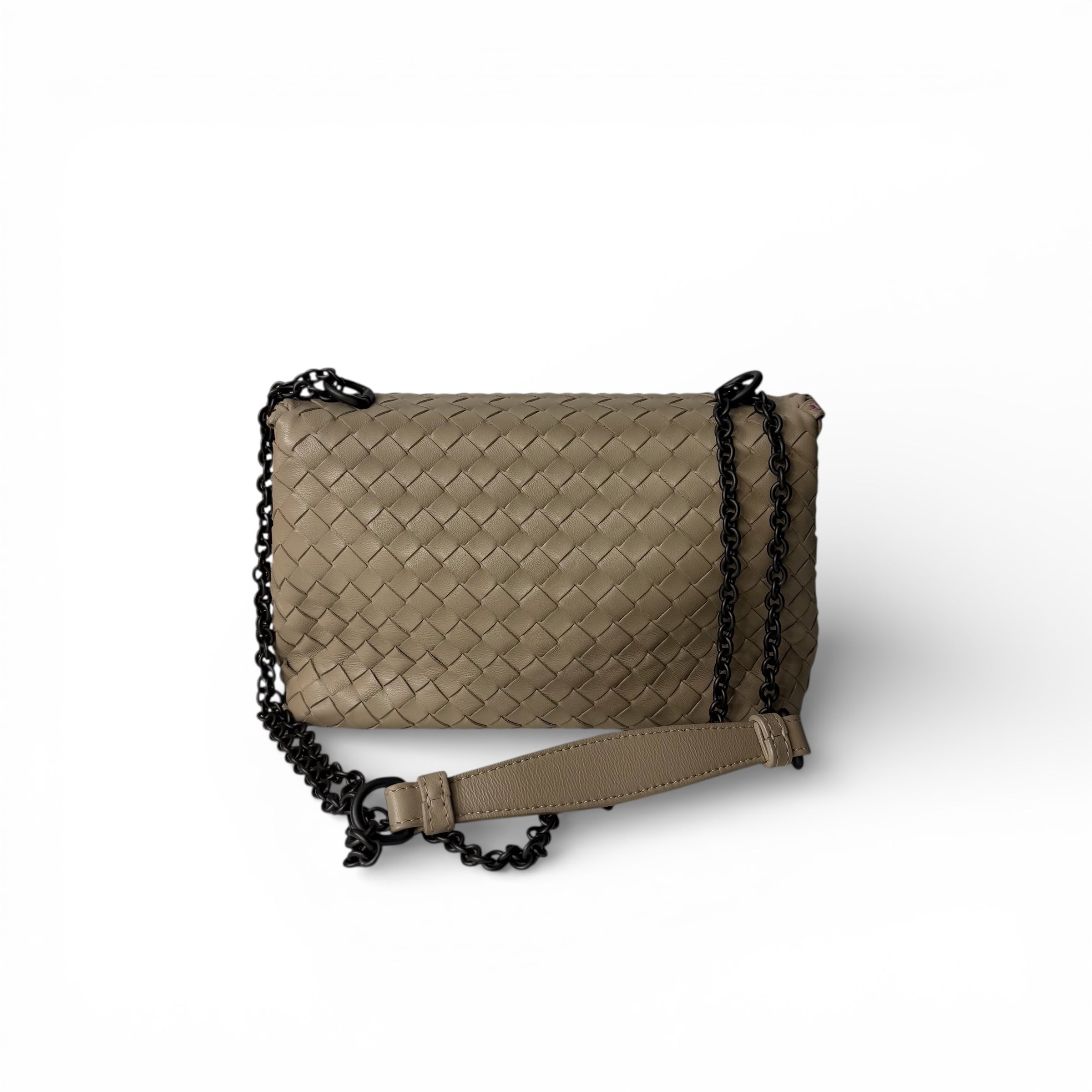 Bottega Veneta - Sac en cuir tressé beige broderies